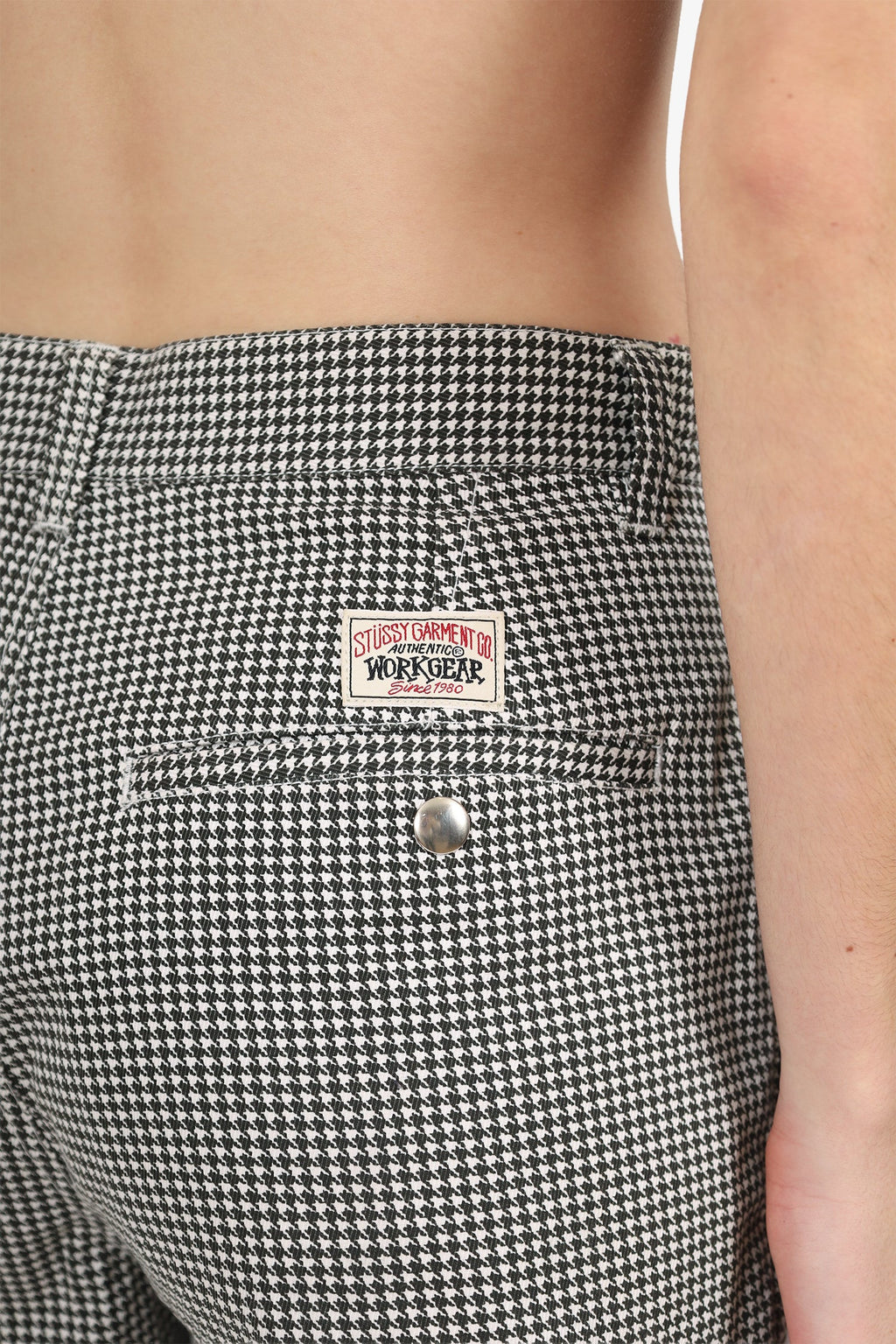 Stussy Black/White Houndstooth Long Shorts Size 28 Mens
