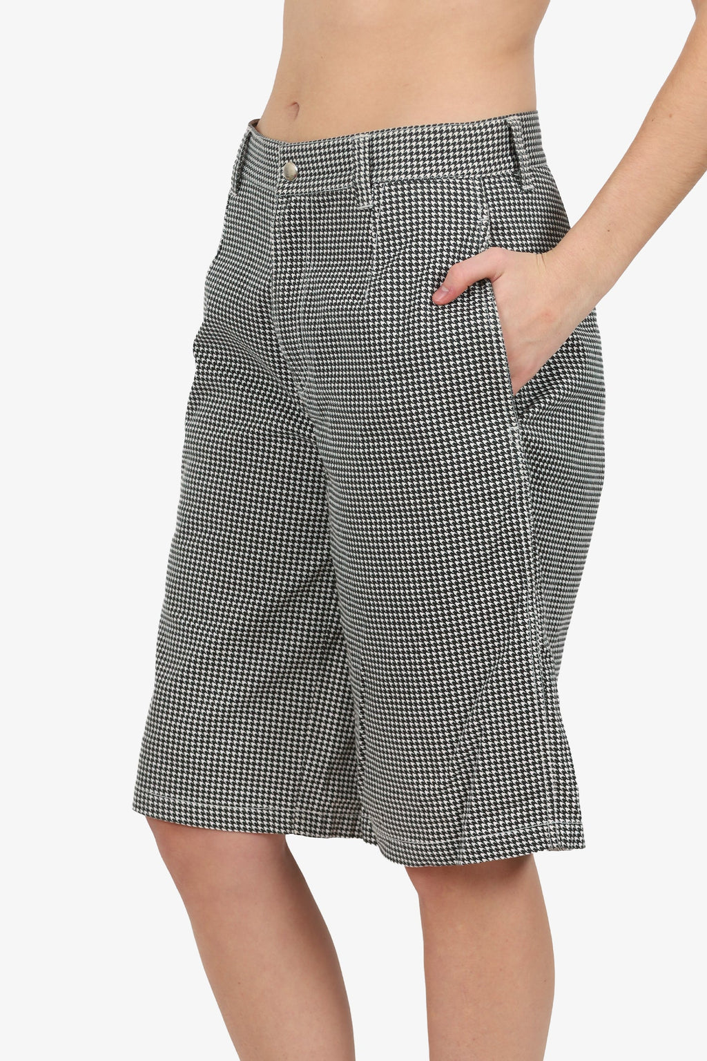 Stussy Black/White Houndstooth Long Shorts Size 28 Mens