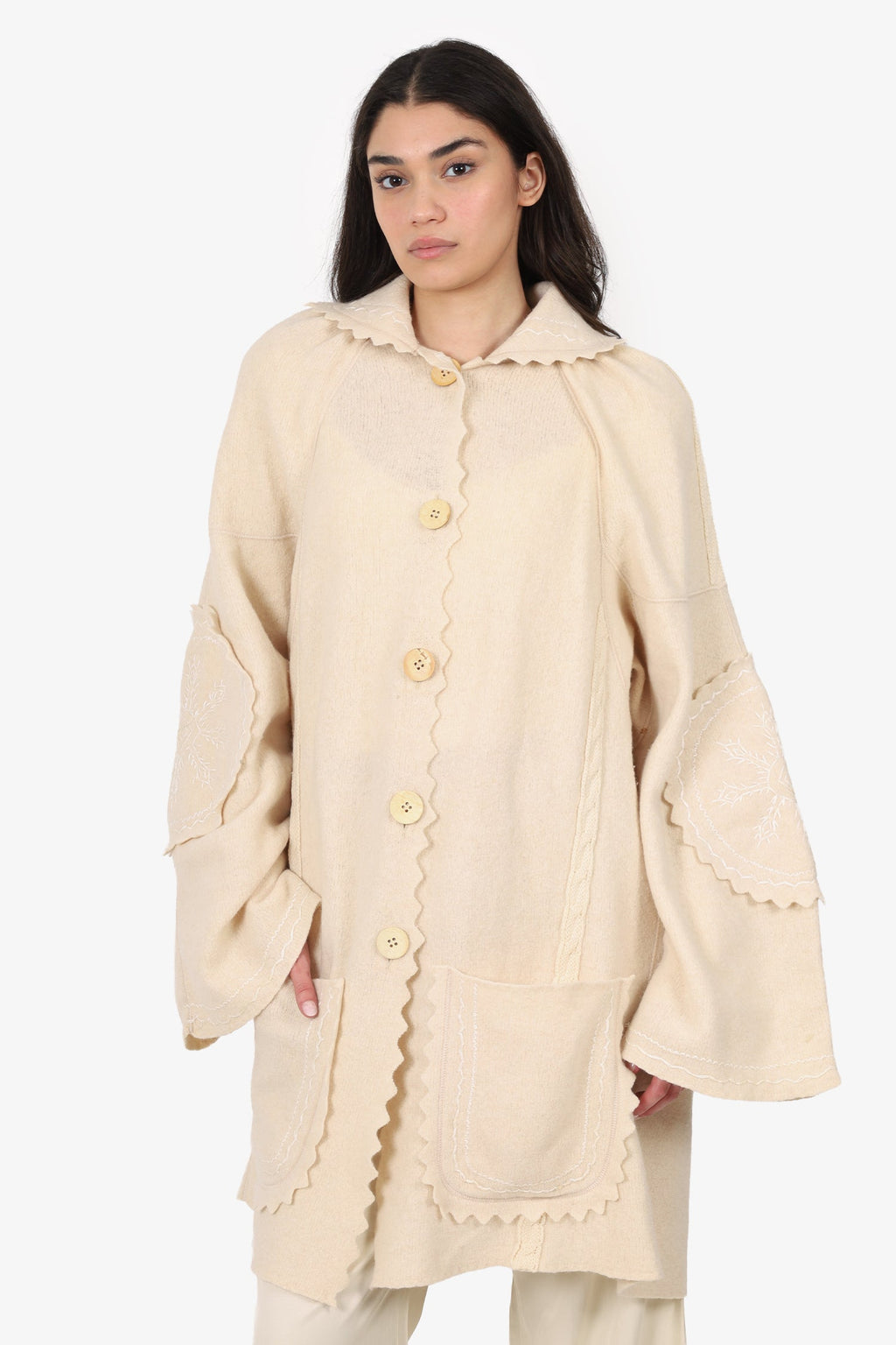 Christian Dior Cream Wool/Angora Embroidered Jacket Size M