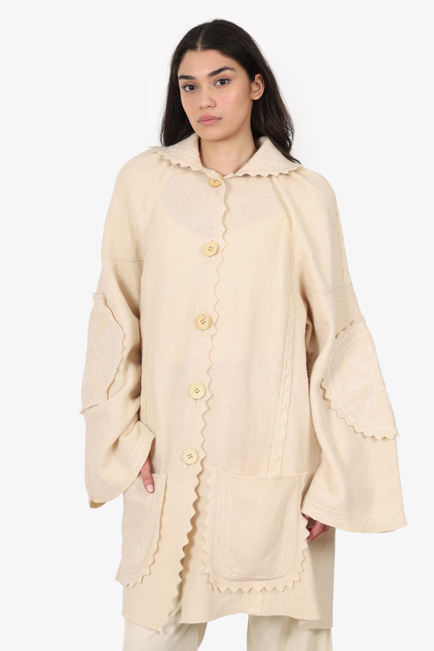 Christian Dior Cream Wool/Angora Embroidered Jacket Size M
