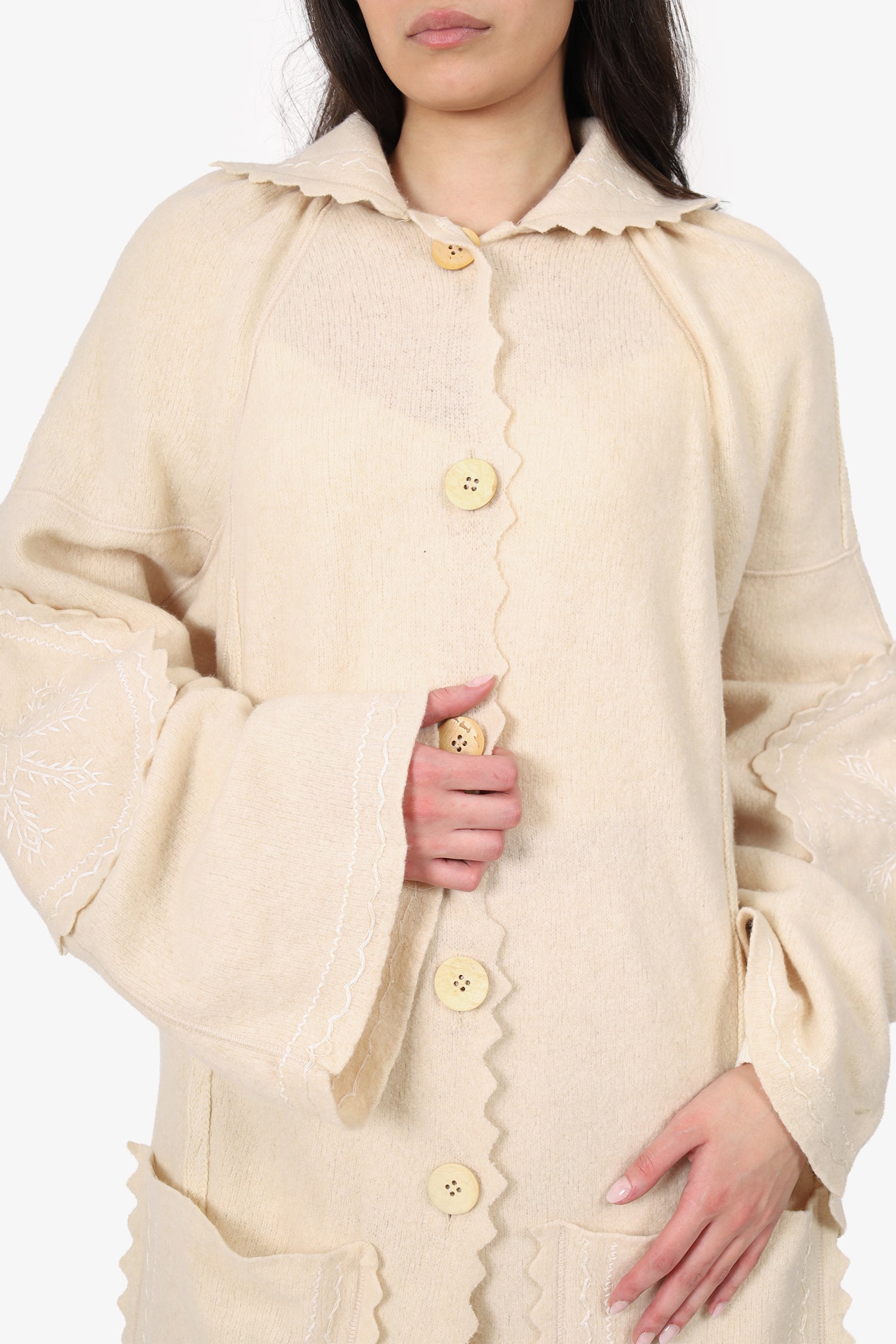 Christian Dior Cream Wool/Angora Embroidered Jacket Size M