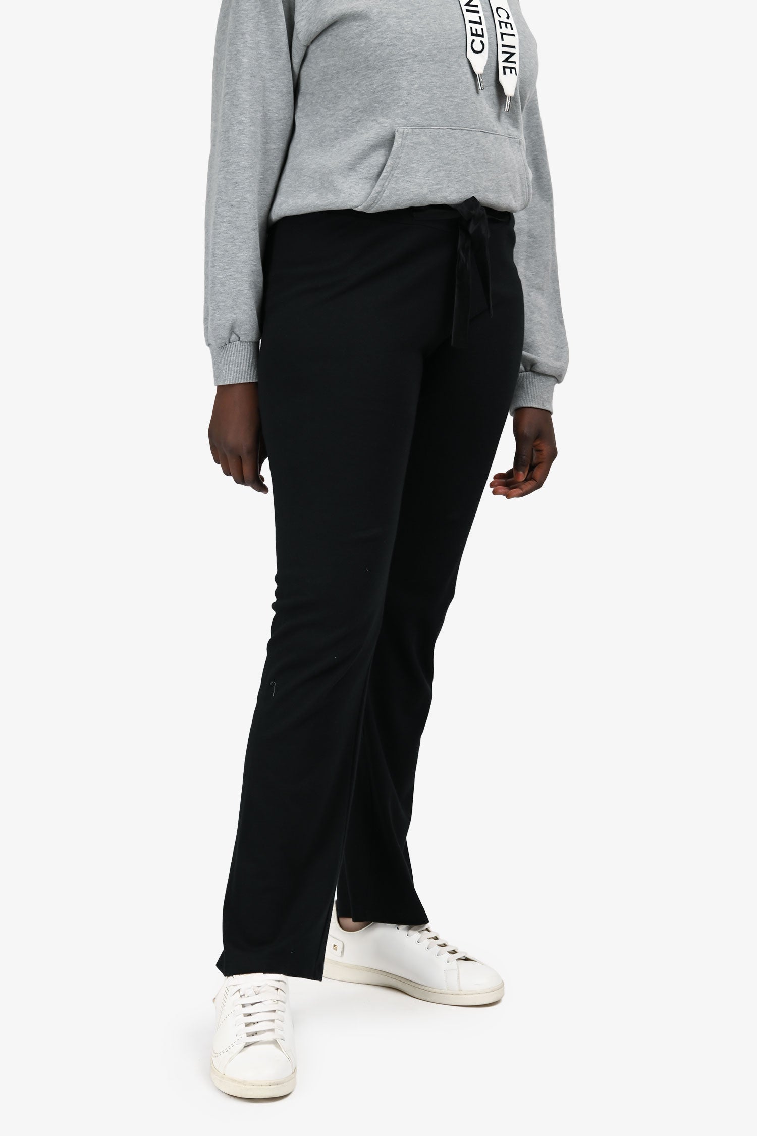 Christian Dior Black Cotton Blend Wide Leg Pants Size 10