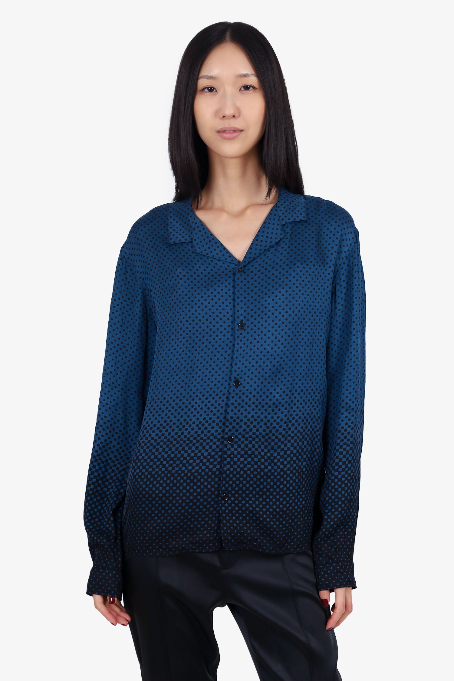 The Kooples Blue/Black Polka Dot Blouse Size M