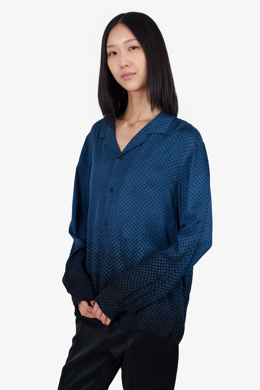 The Kooples Blue/Black Polka Dot Blouse Size M