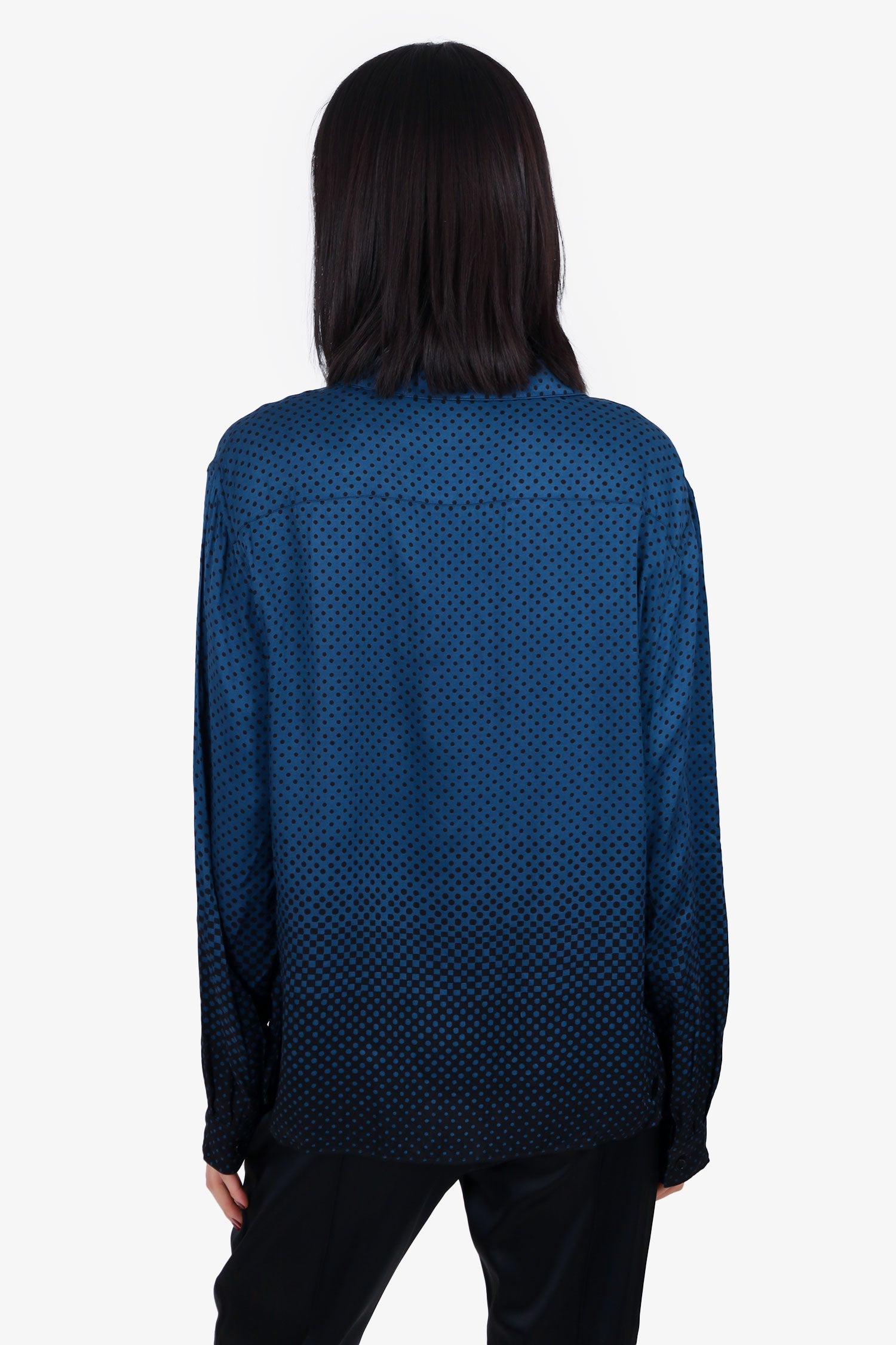 The Kooples Blue/Black Polka Dot Blouse Size M