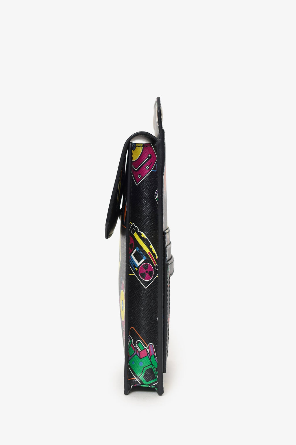 Prada Black Saffiano Robot Print Phone Case Bag