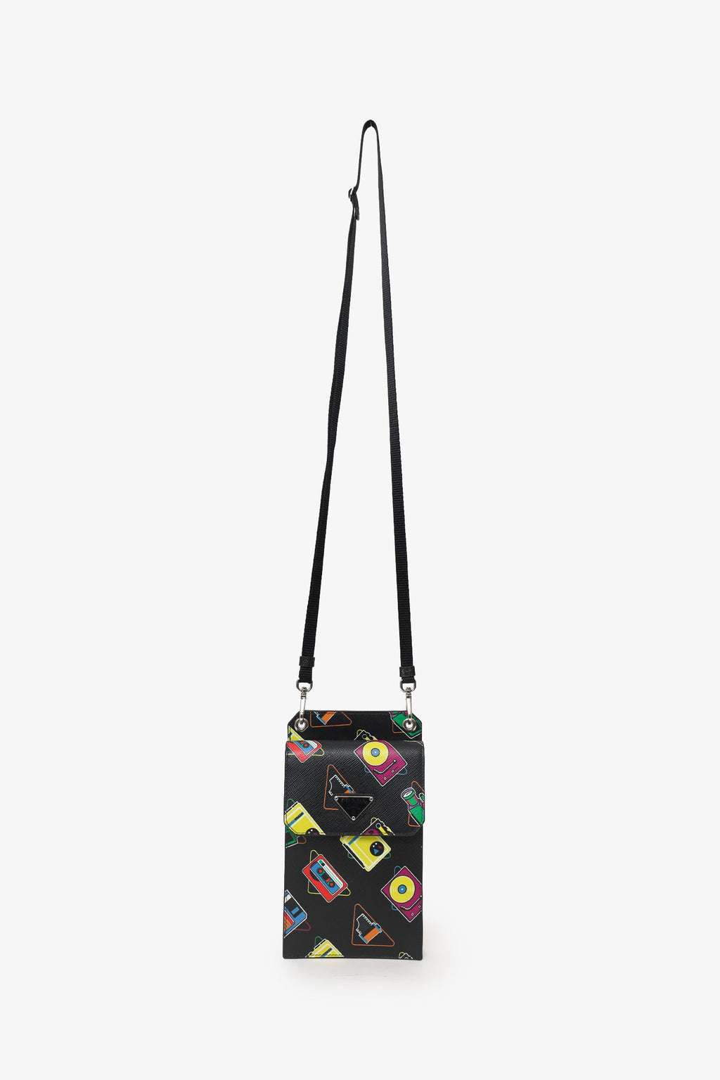 Prada Black Saffiano Robot Print Phone Case Bag
