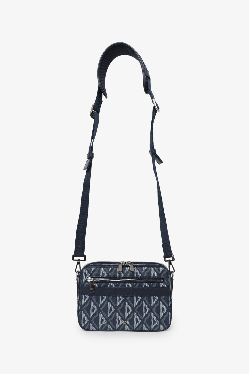 Christian Dior 2023 Navy Coated Canvas CD Diamond Safari Messenger