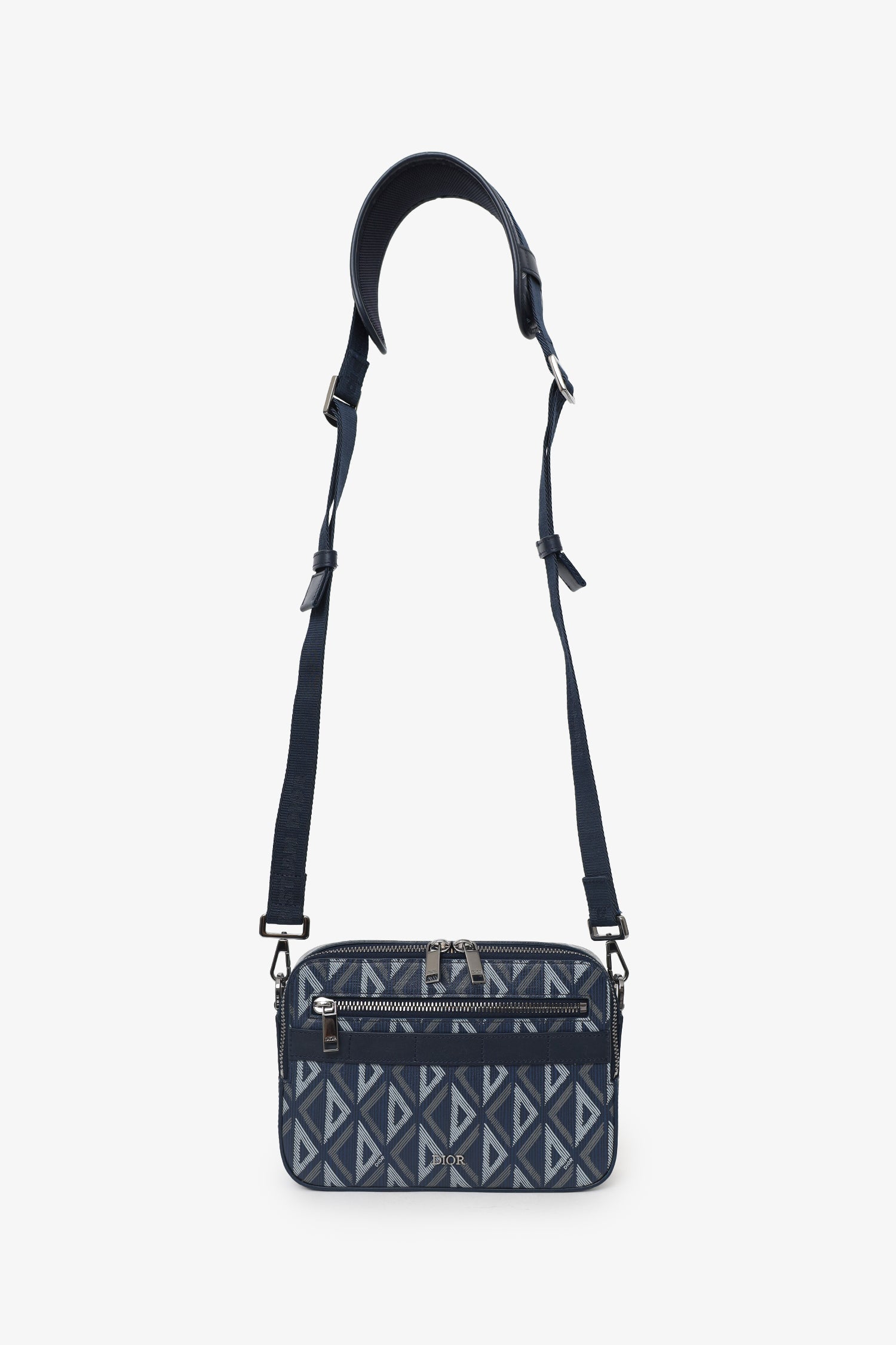 Christian Dior 2023 Navy Coated Canvas CD Diamond Safari Messenger