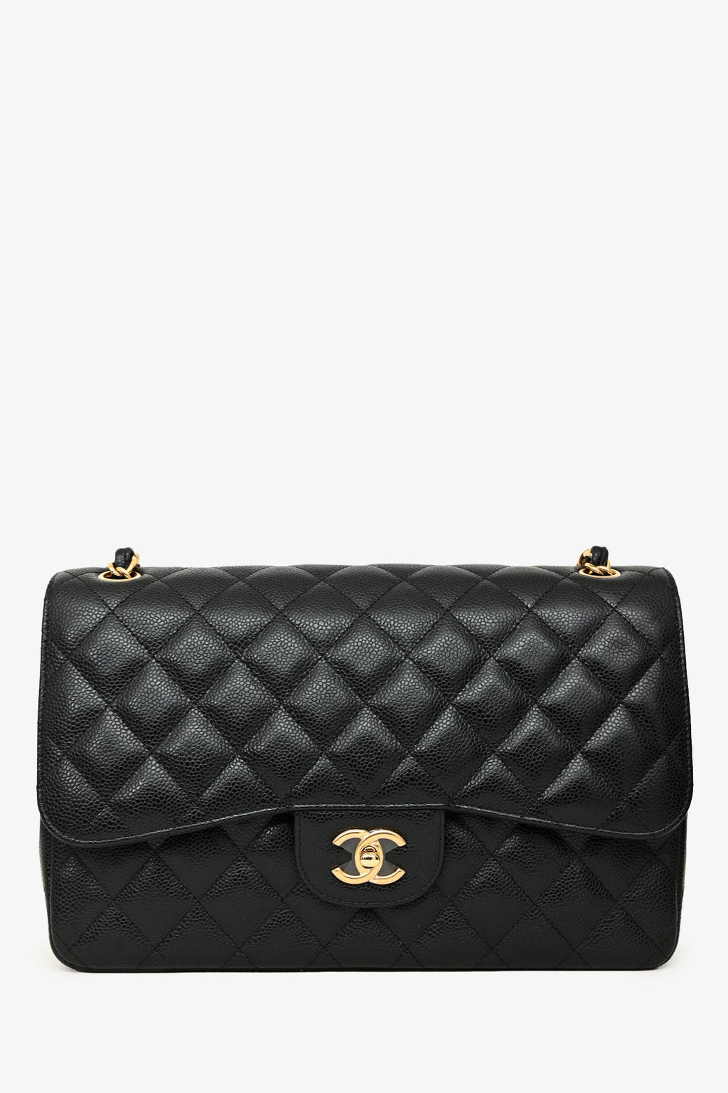 Pre-Loved Chanel™ 2017/18 Black Caviar Leather Jumbo Double Flap Bag