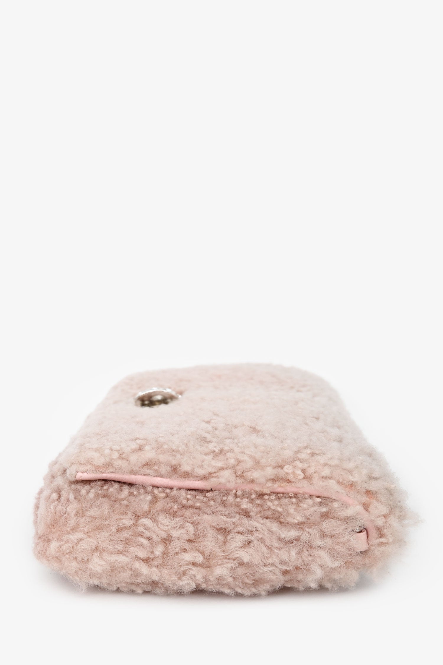 Miu Miu 2018 Pink Shearling 'Montone' Crystal Shoulder Bag