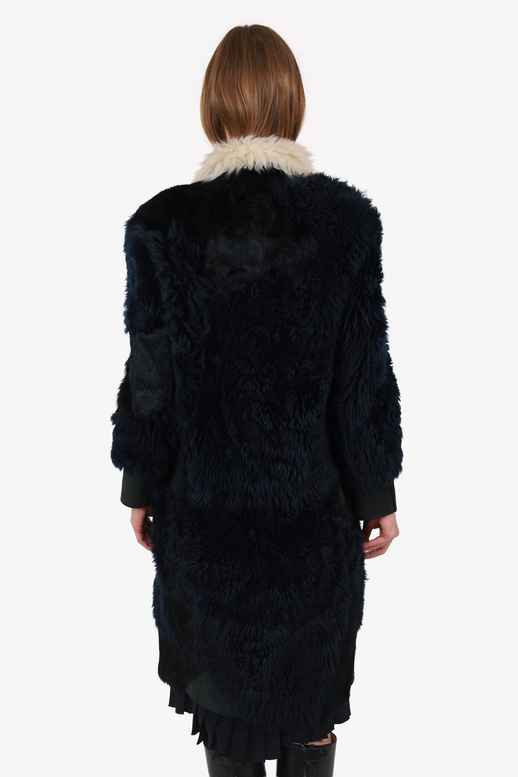 3.1 Phillip Lim Navy/Cream Shearling/Leather Coat Size S