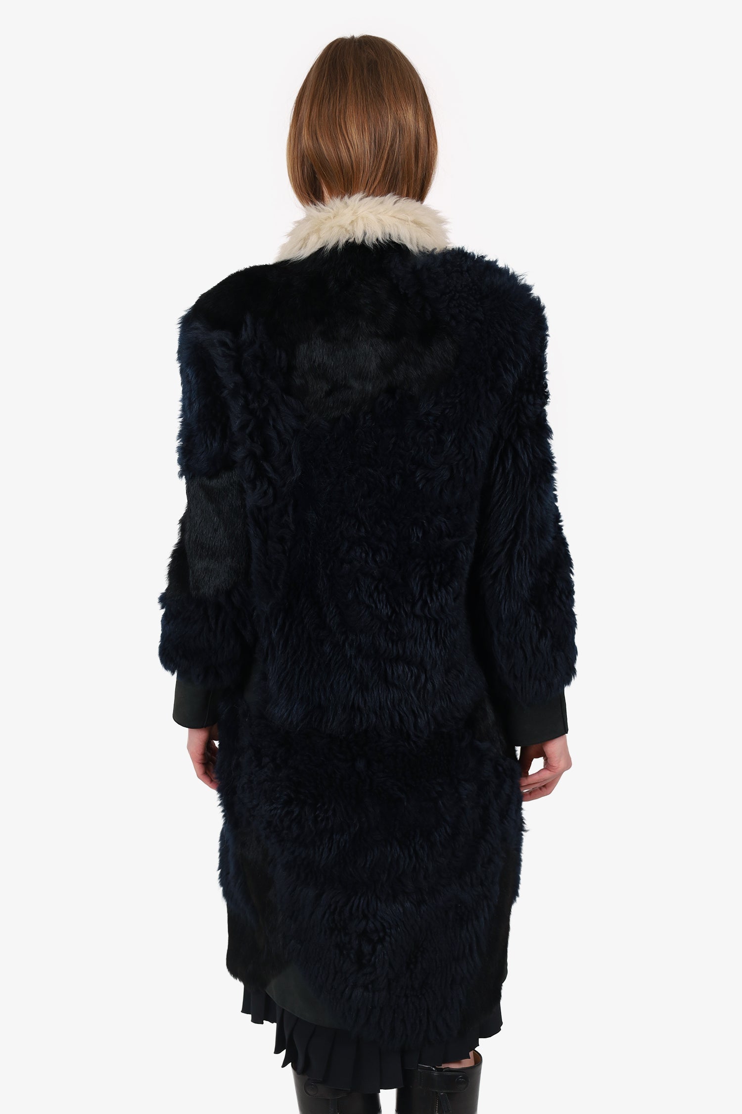 3.1 Phillip Lim Navy/Cream Shearling/Leather Coat Size S
