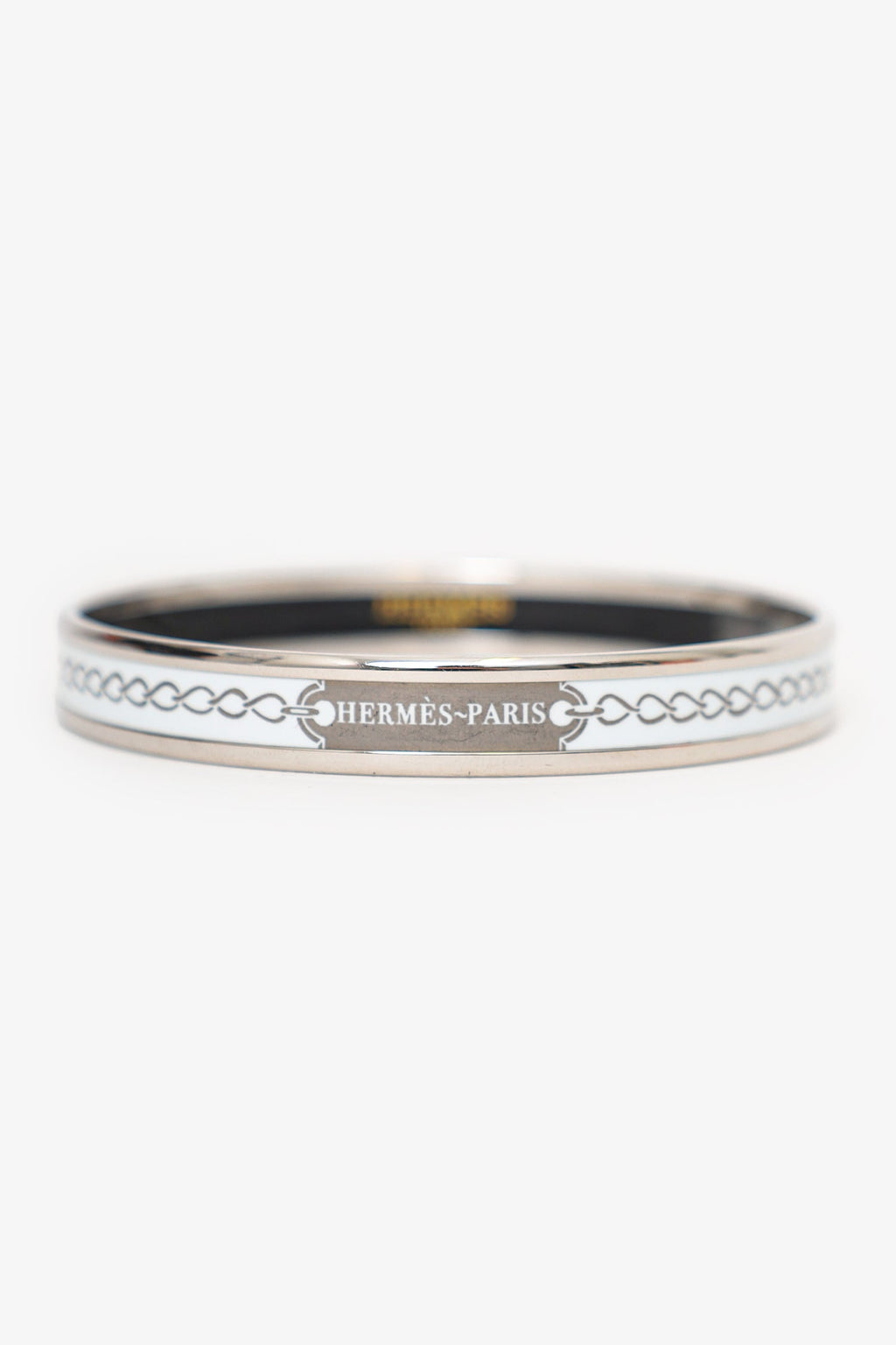 Hermès Silver Tone/White Bangle