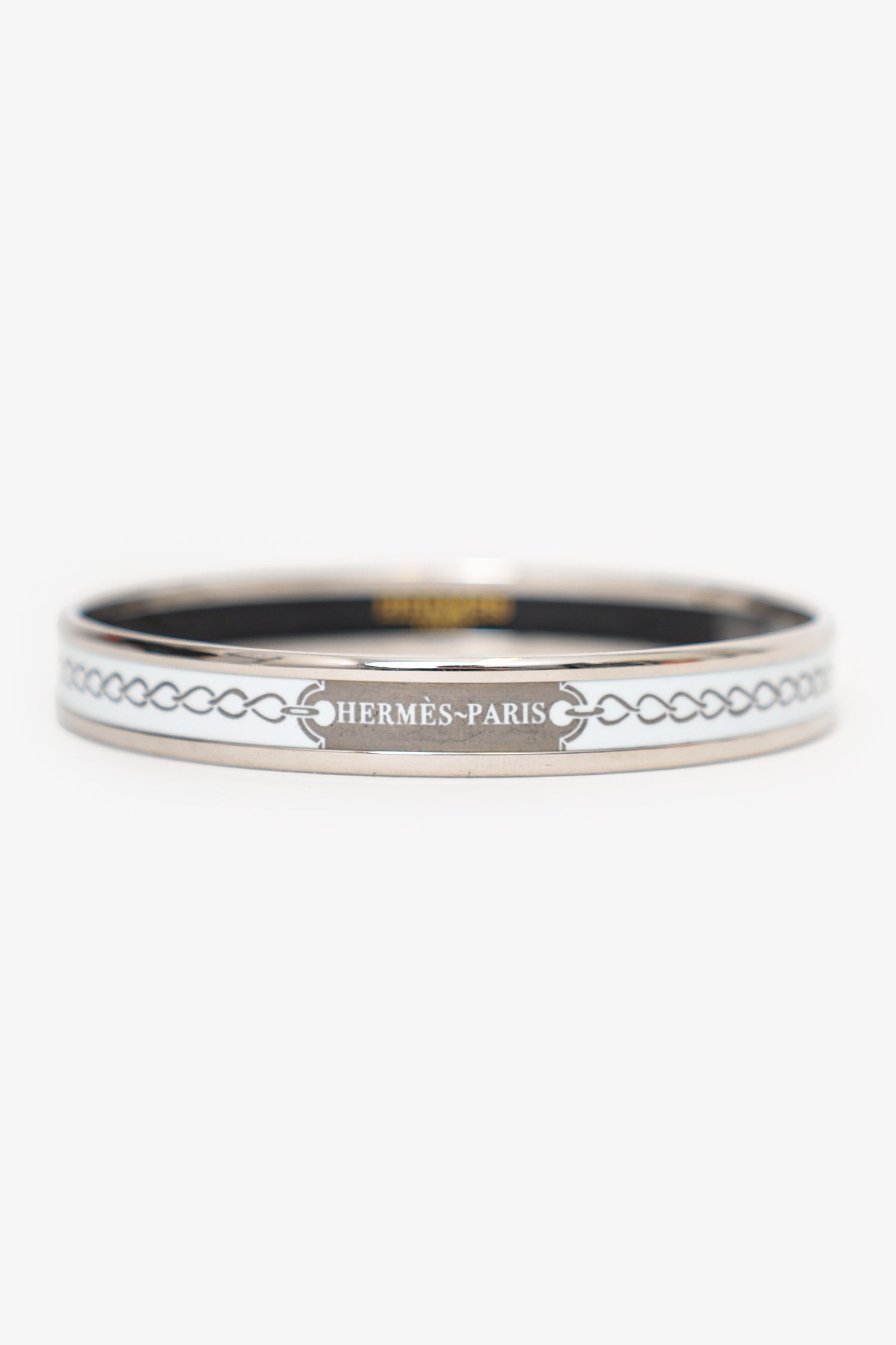 Hermès Silver Tone/White Bangle