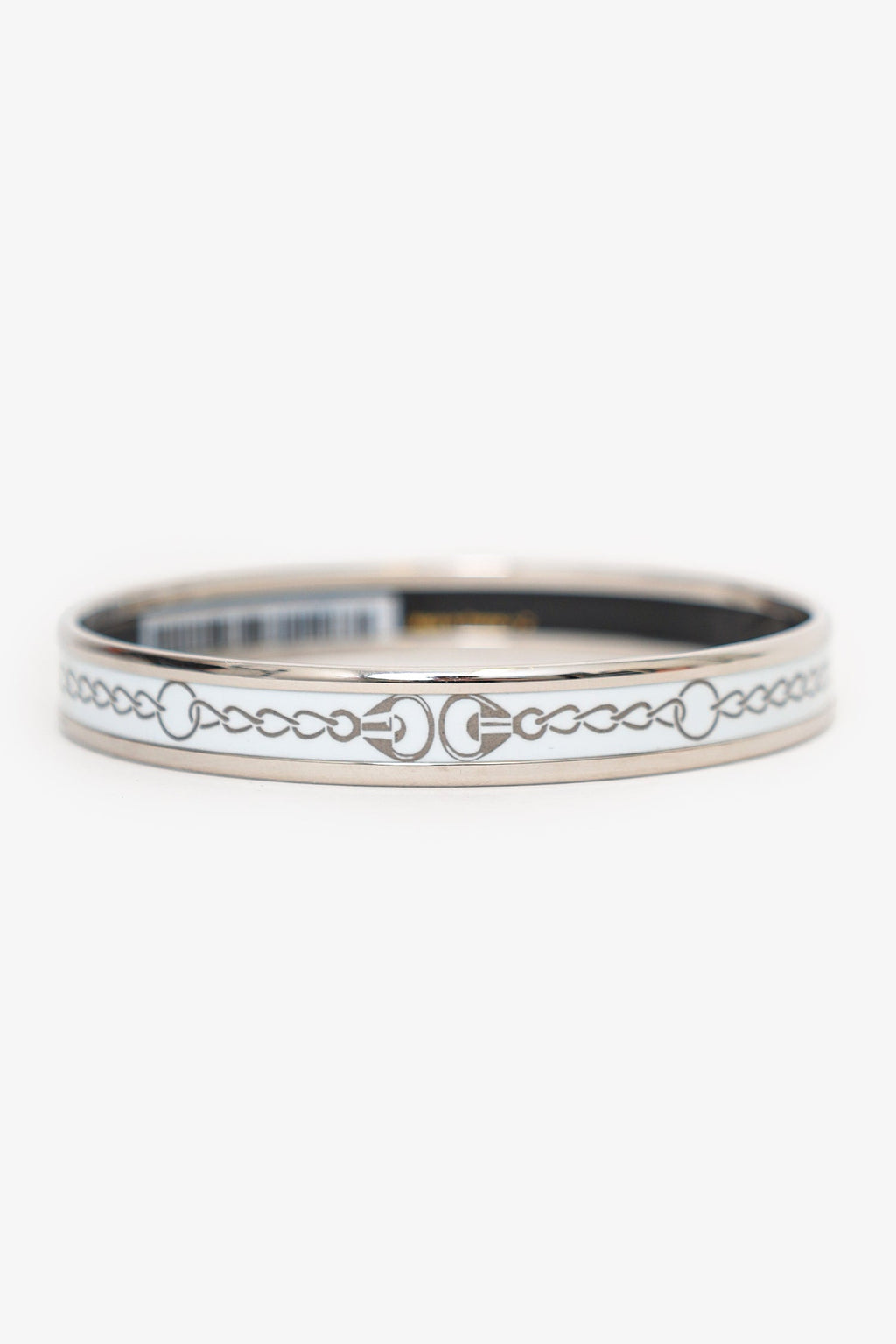 Hermès Silver Tone/White Bangle