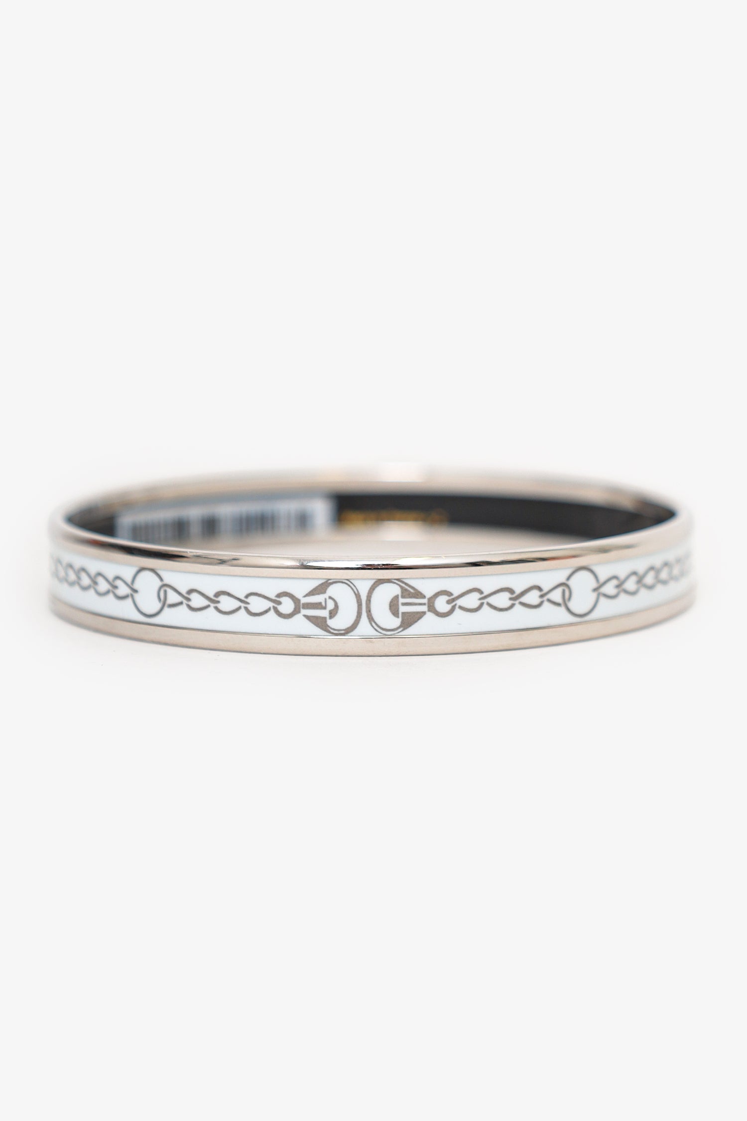 Hermès Silver Tone/White Bangle