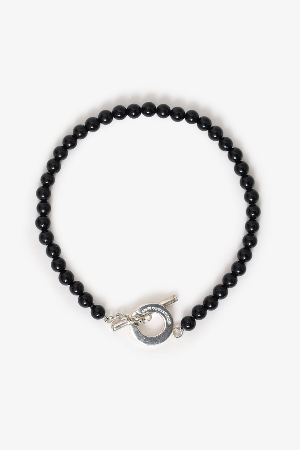 Tiffany & Co. Sterling Silver/Black Onyx Bead Toggle 4mm Bracelet