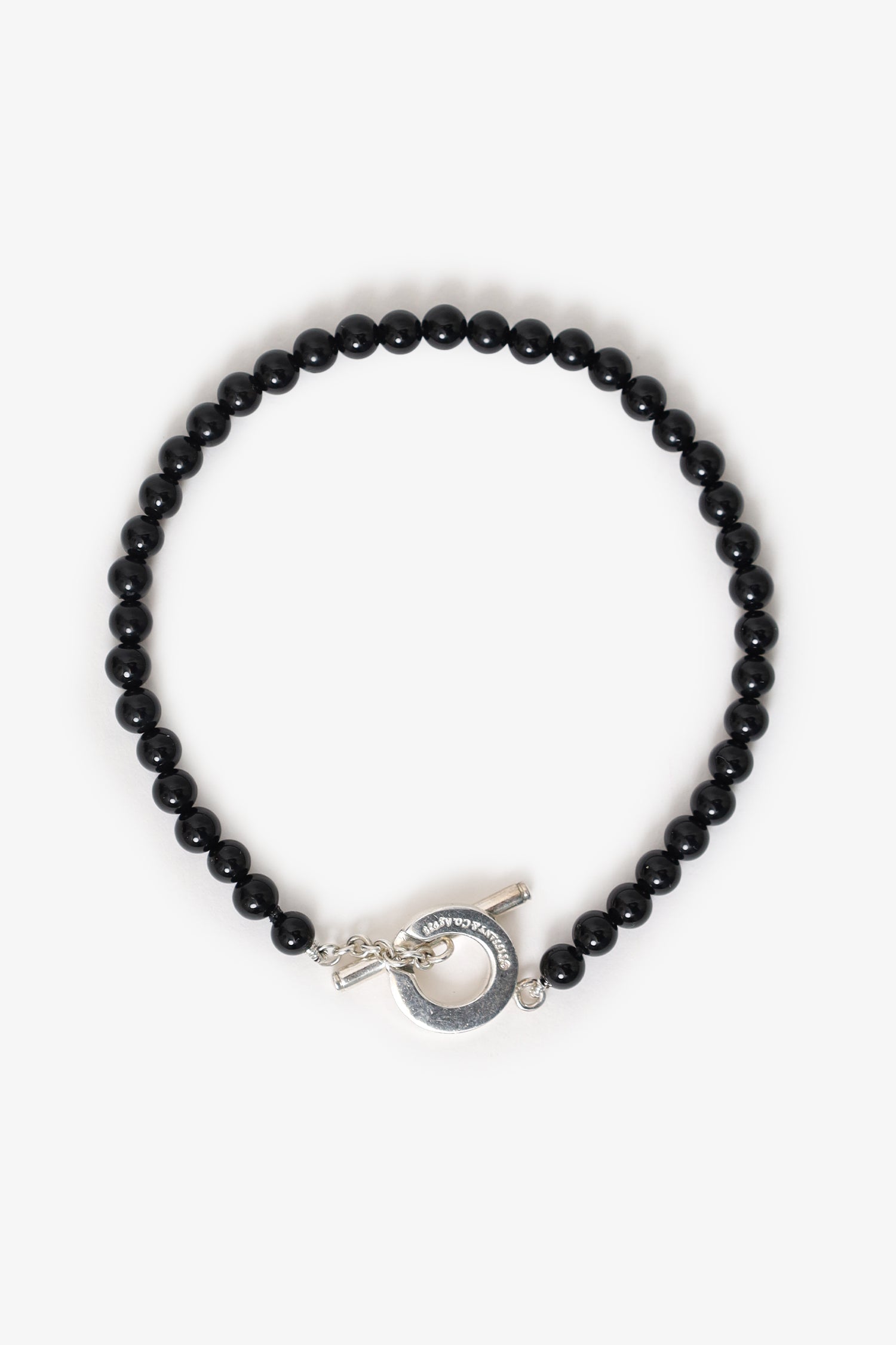 Tiffany & Co. Sterling Silver/Black Onyx Bead Toggle 4mm Bracelet