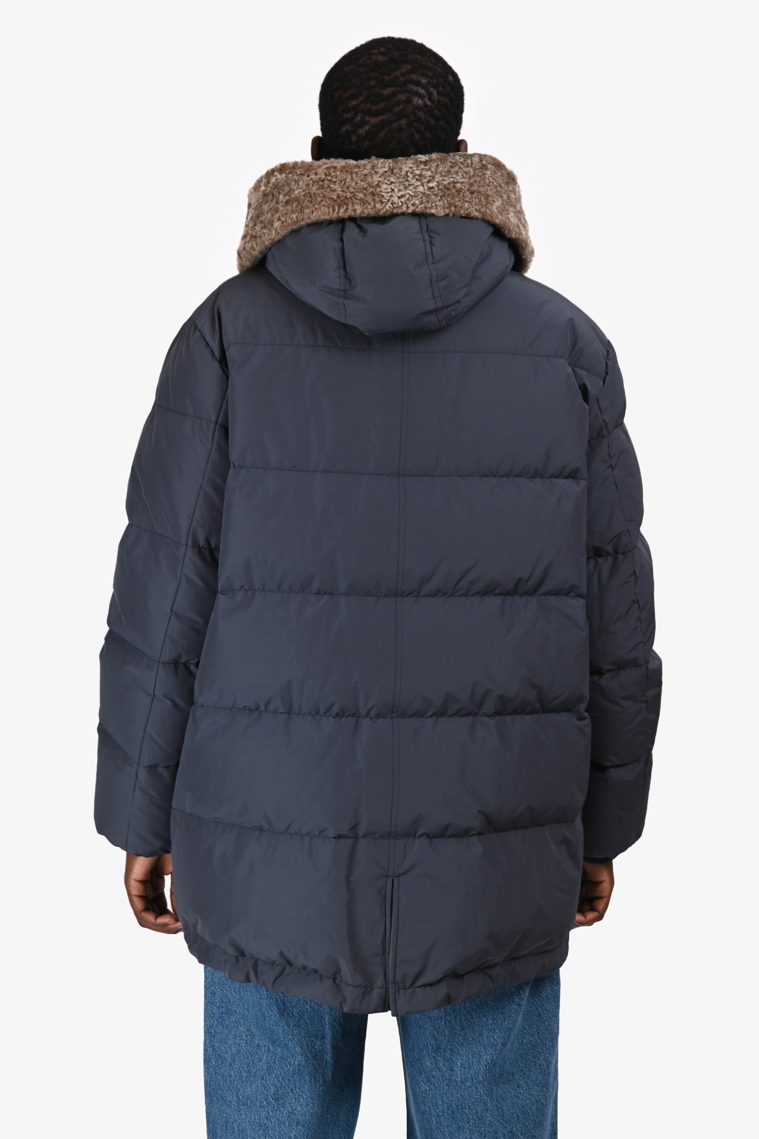 Brunello Cucinelli Blue Down Hooded Puffer Jacket Size 50 Mens