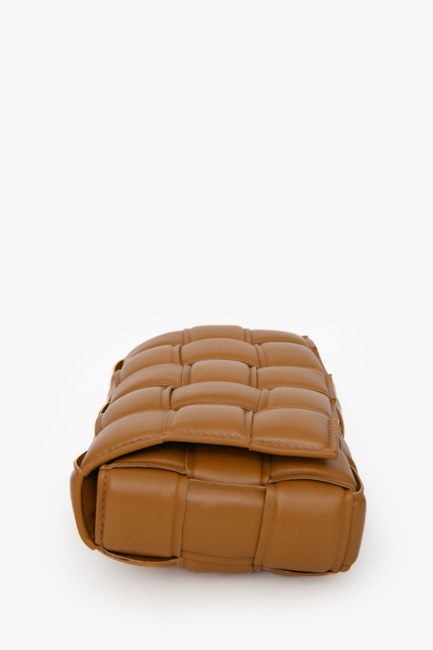 Bottega Veneta Camel Intrecciato Mini Padded Cassette Crossbody Bag