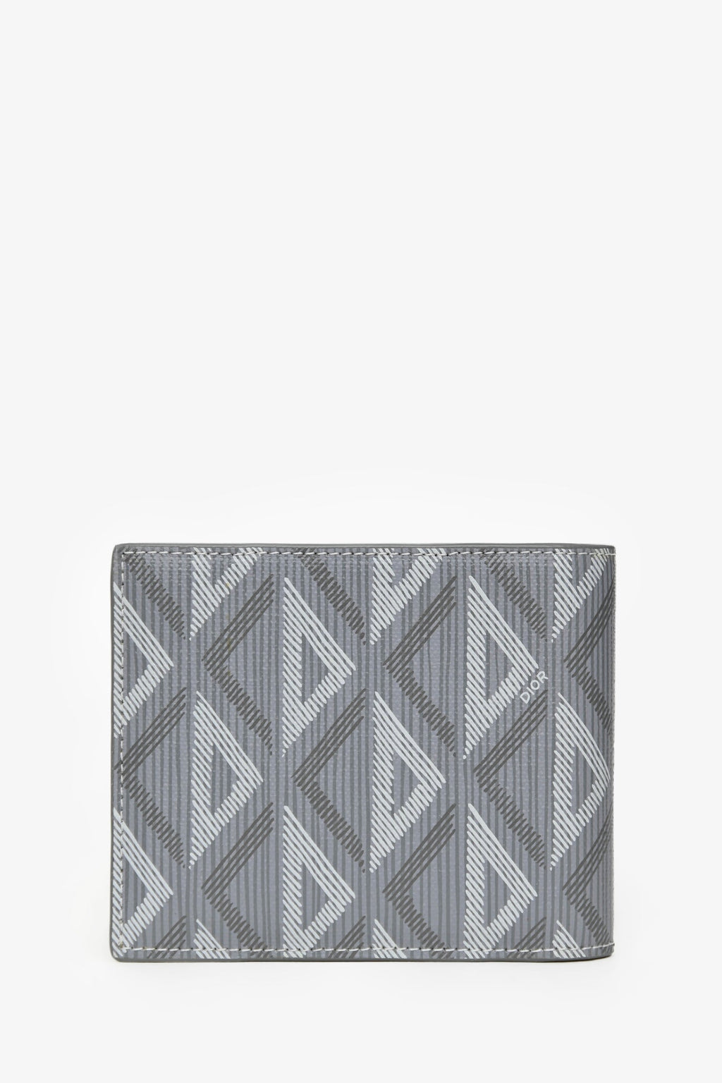 Dior Homme Grey Coated Canvas CD Diamond Print Bi Fold Wallet