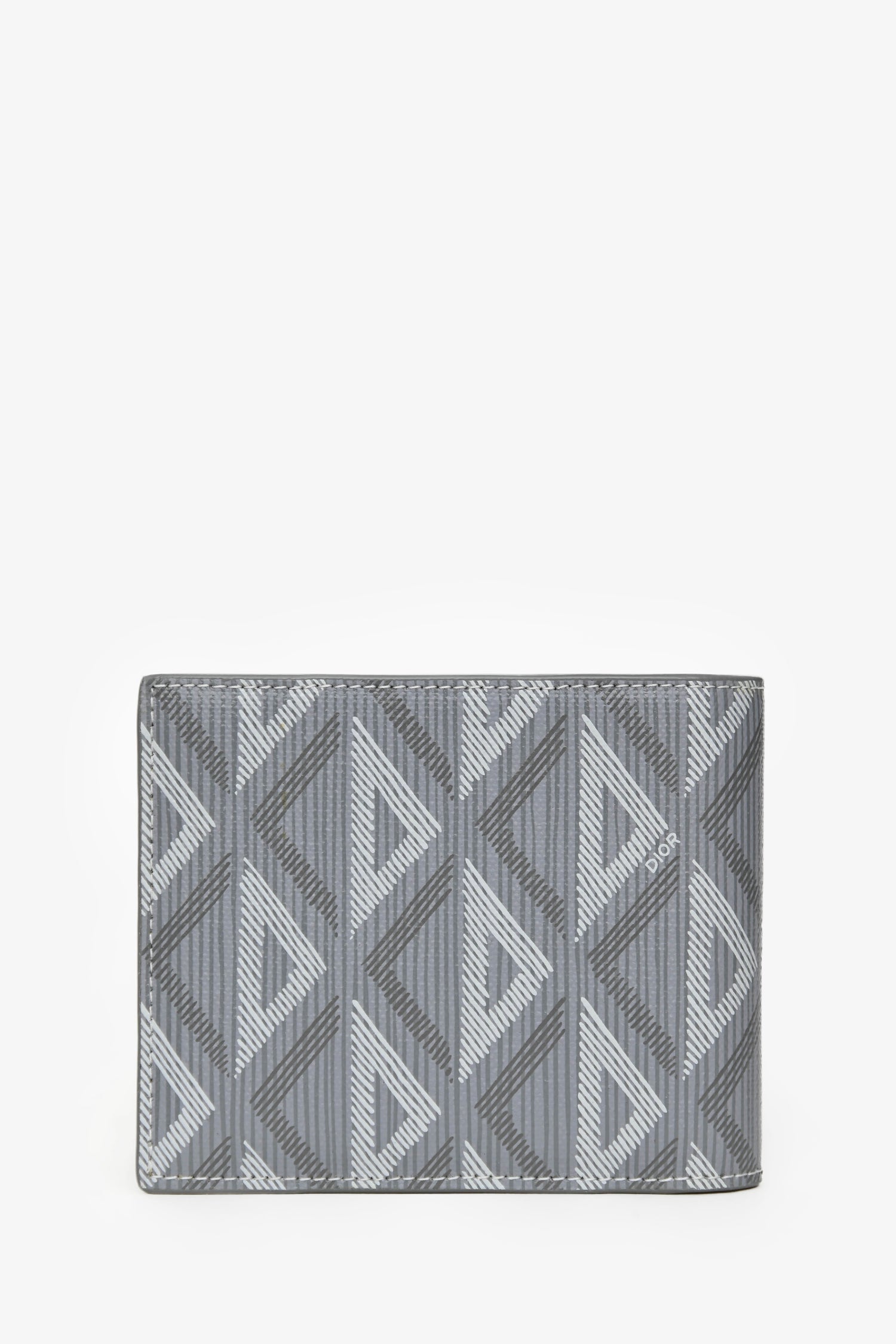 Dior Homme Grey Coated Canvas CD Diamond Print Bi Fold Wallet