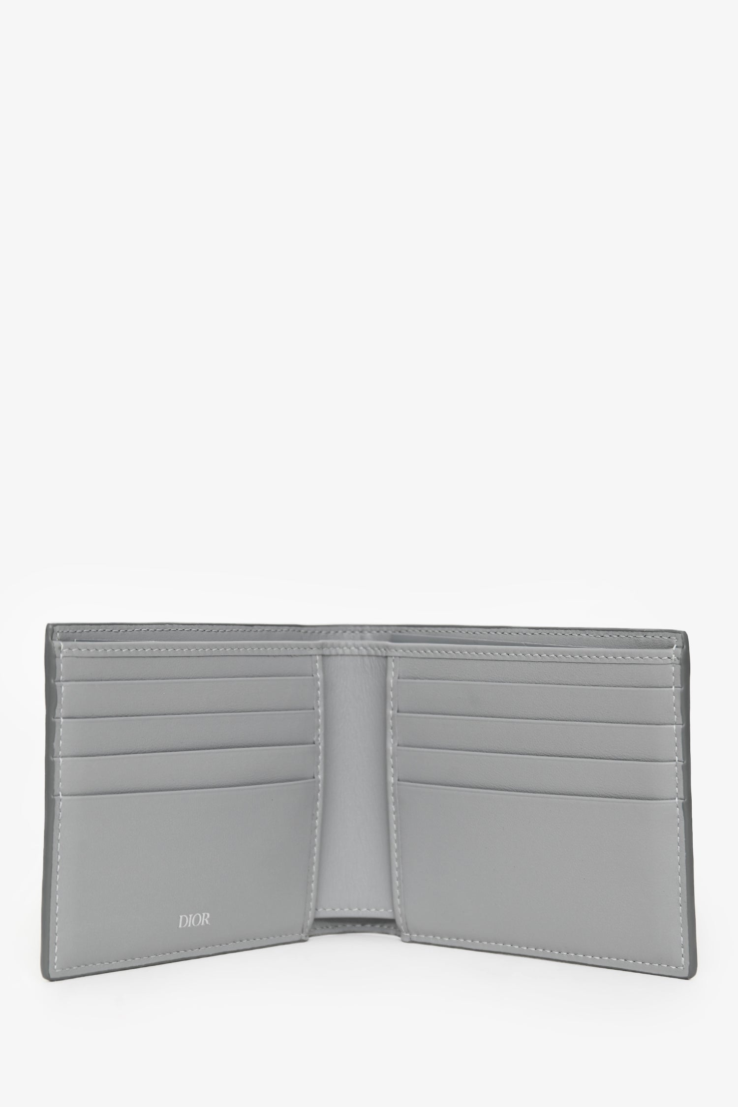 Dior Homme Grey Coated Canvas CD Diamond Print Bi Fold Wallet