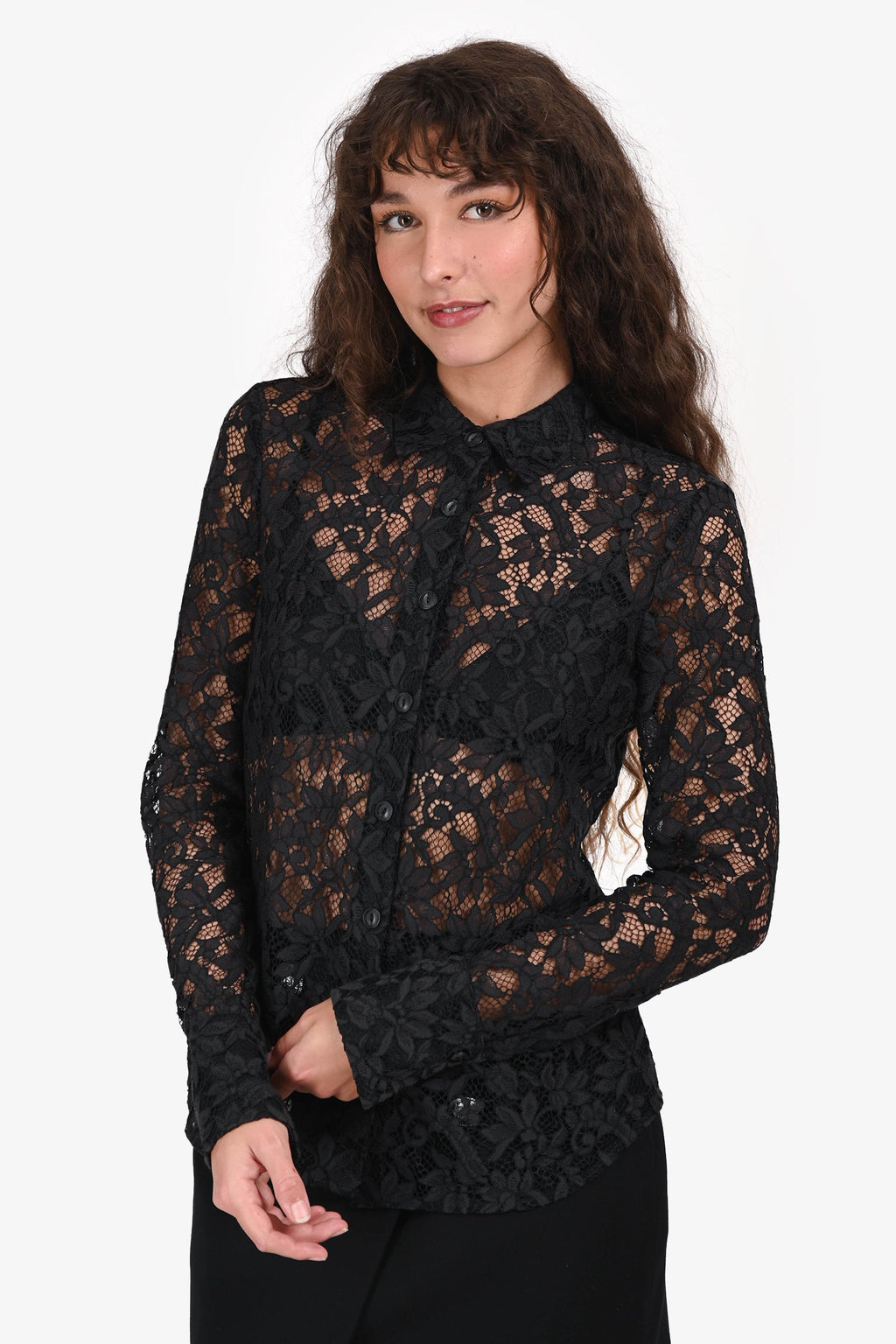 Rag & Bone Black Lace Button Down Top Size 2