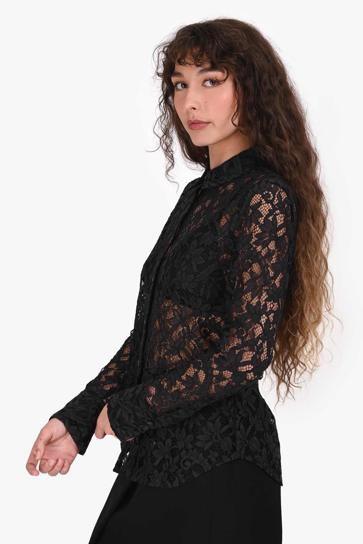 Rag & Bone Black Lace Button Down Top Size 2