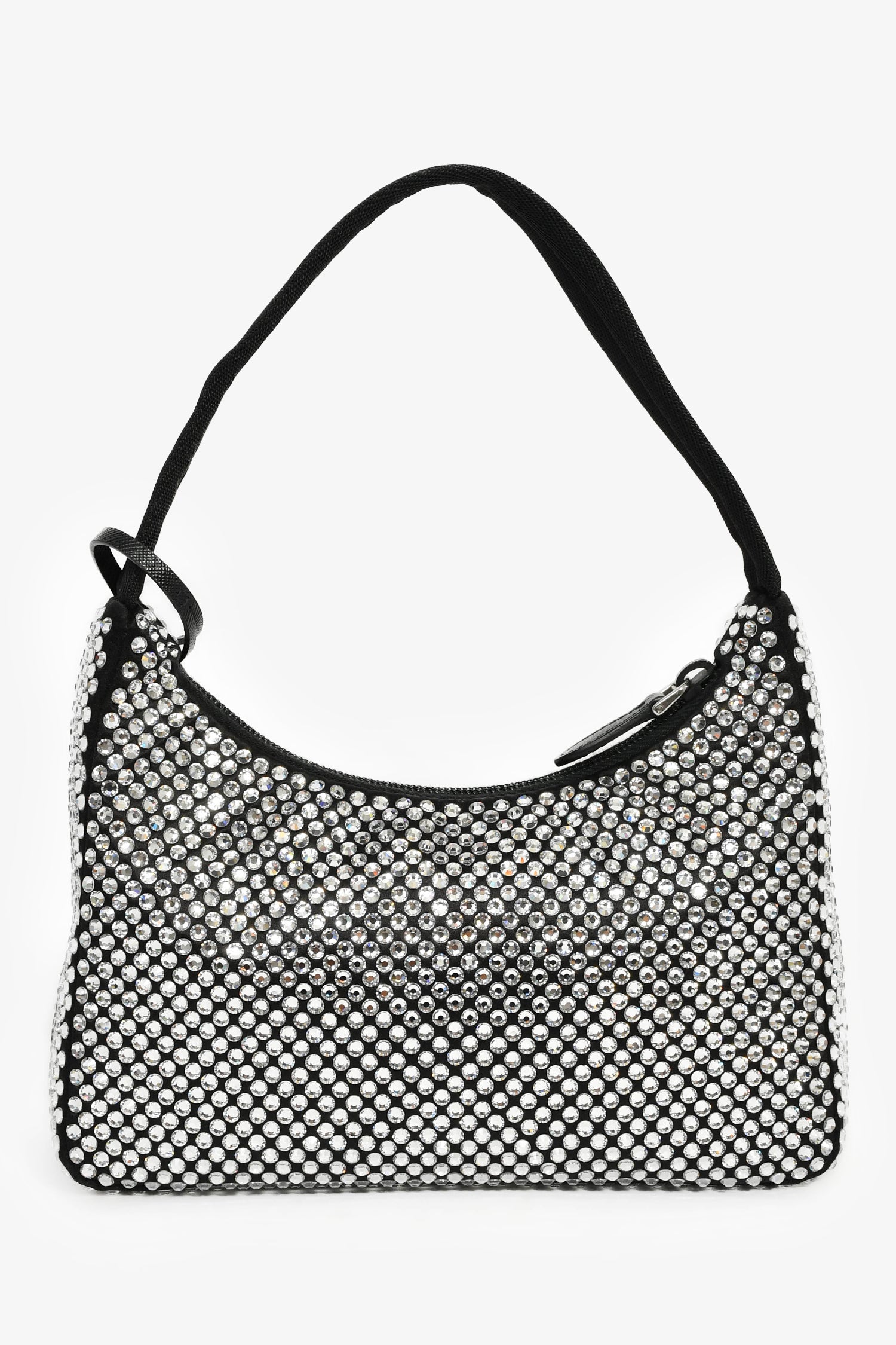 Prada Black Satin Crystal Re-Edition Mini Shoulder Bag