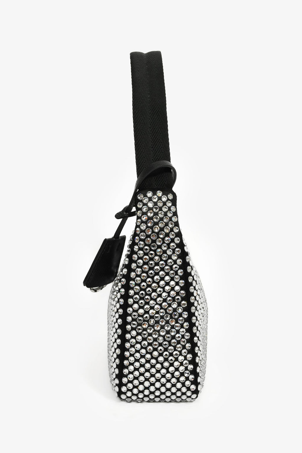 Prada Black Satin Crystal Re-Edition Mini Shoulder Bag