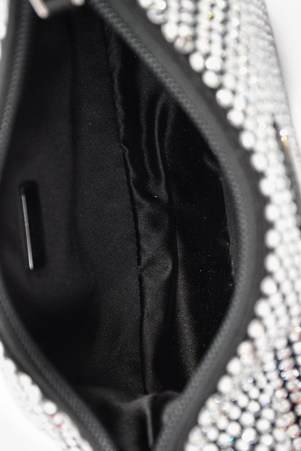 Prada Black Satin Crystal Re-Edition Mini Shoulder Bag