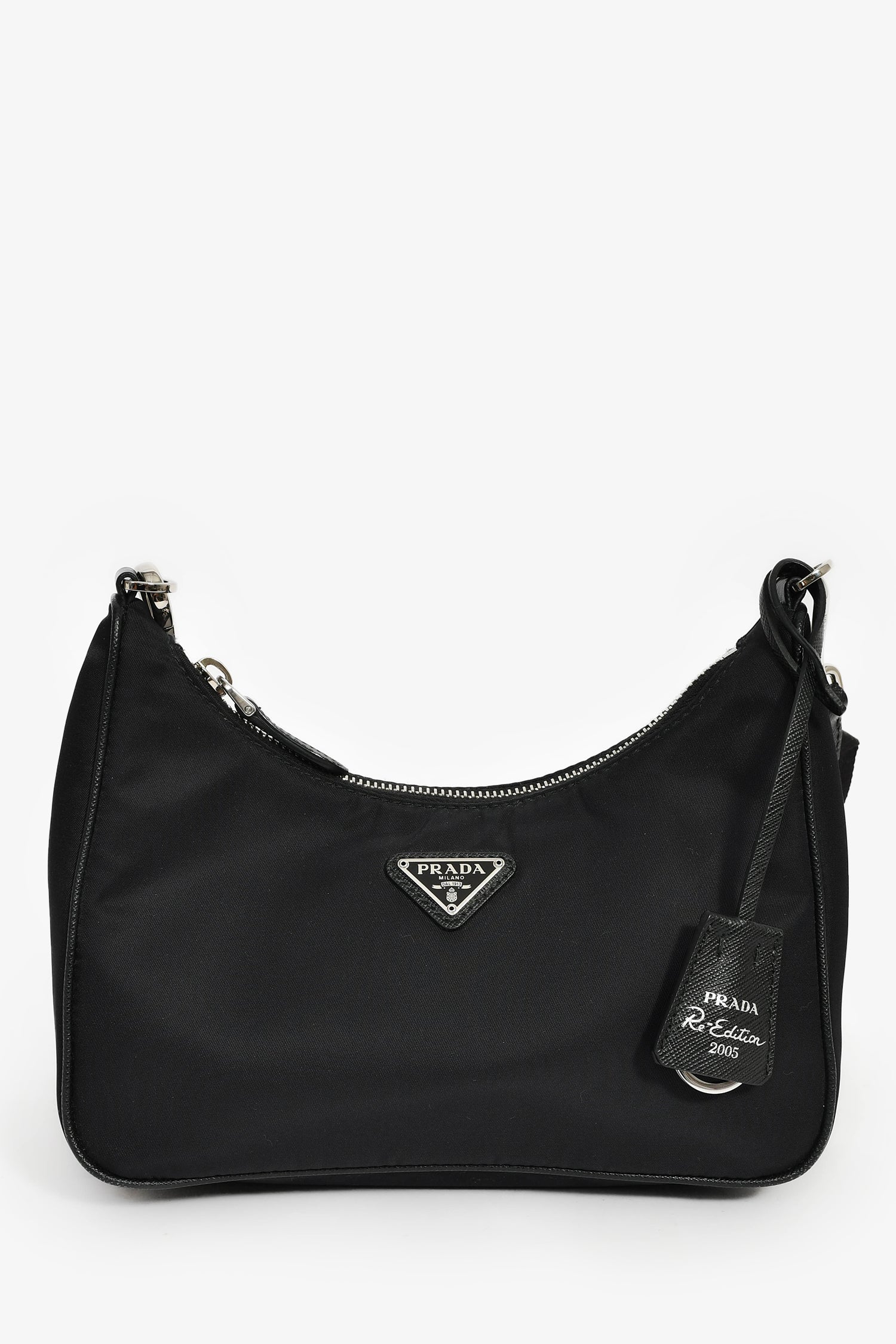 Prada Black Re-Nylon Re-Edition 2005 Crossbody Bag with Chain & Pouch