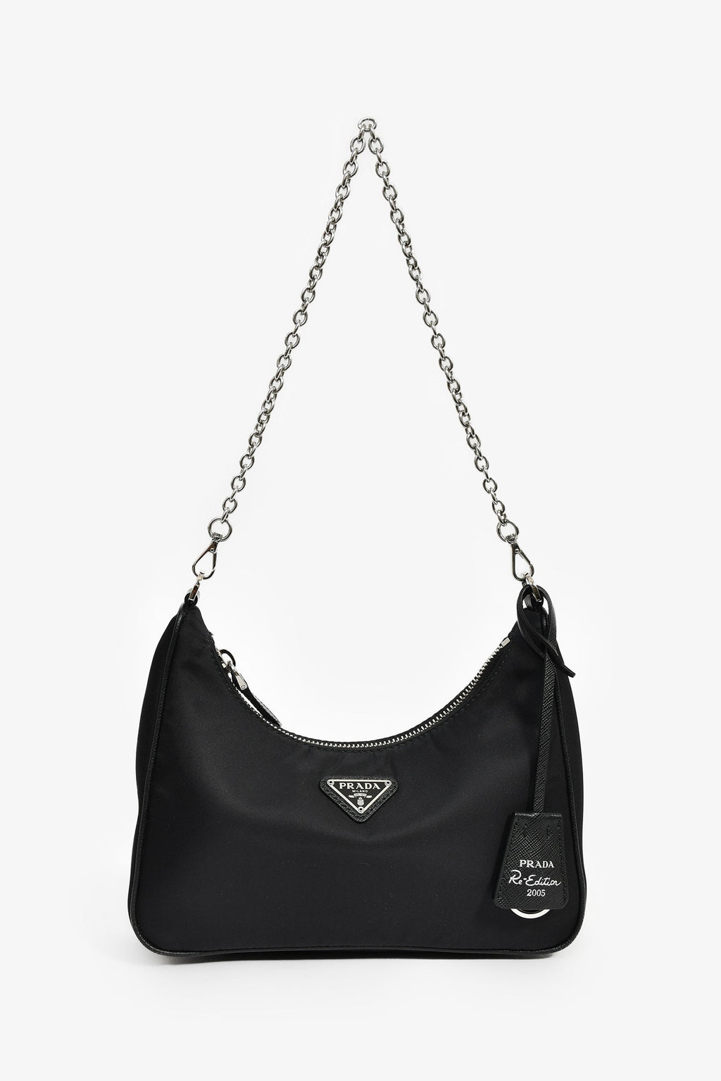 Prada Black Re-Nylon Re-Edition 2005 Crossbody Bag with Chain & Pouch