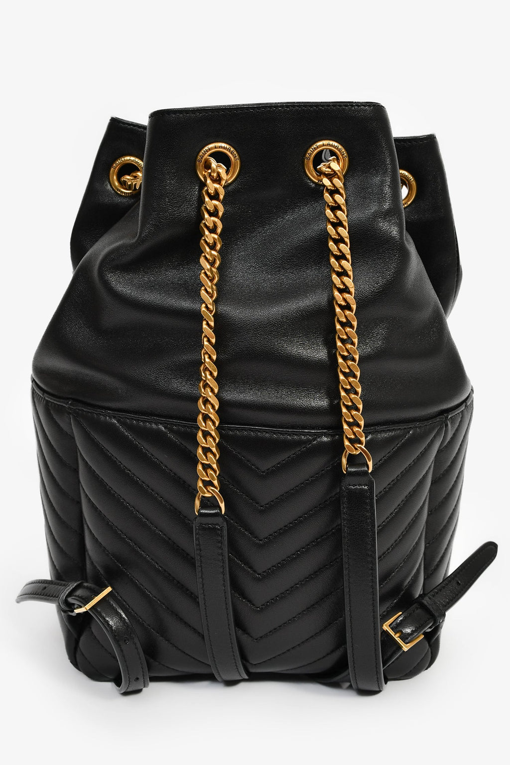 Saint Laurent 2022 Black Chevron Quilted Leather Joe Backpack