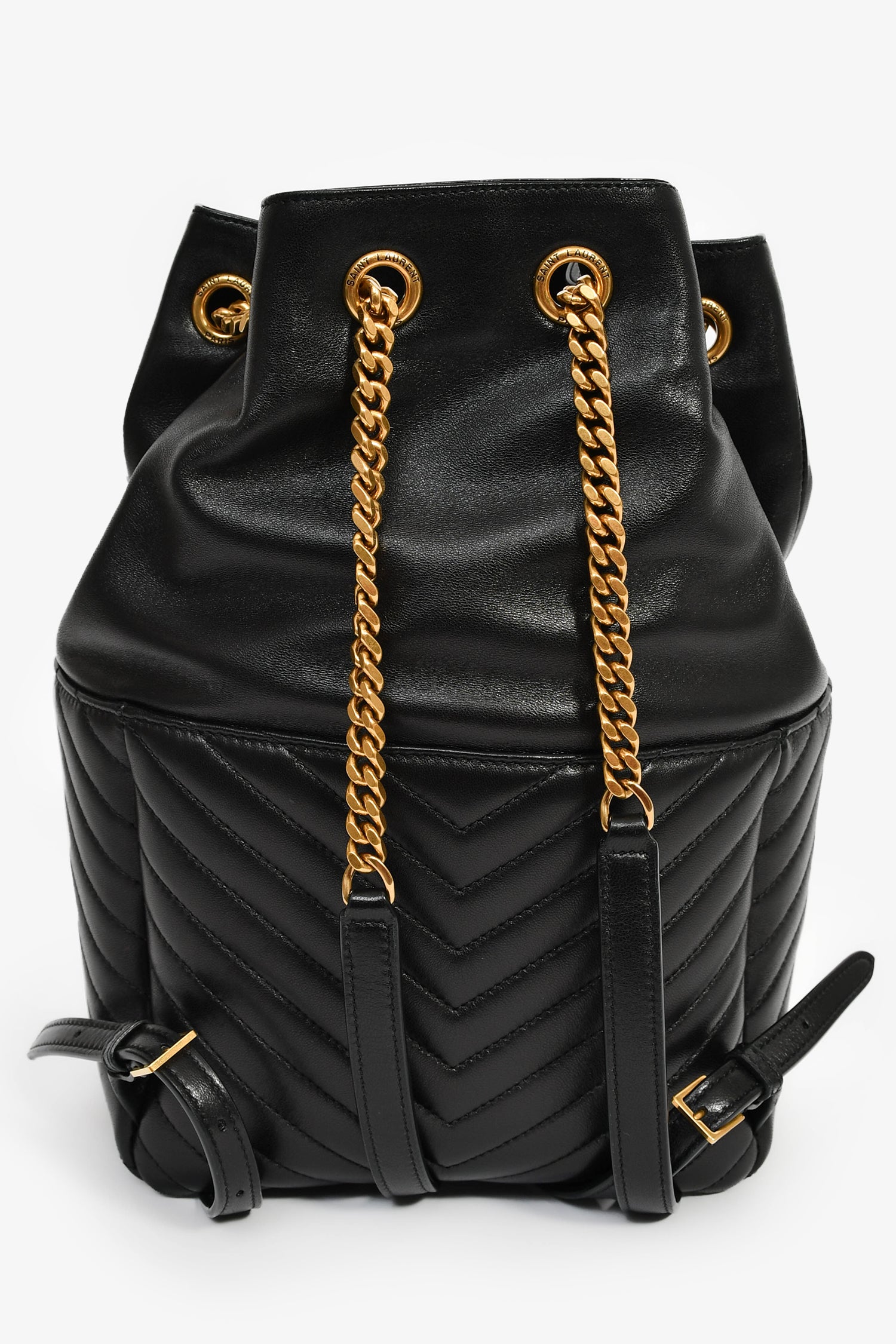 Saint Laurent 2022 Black Chevron Quilted Leather Joe Backpack