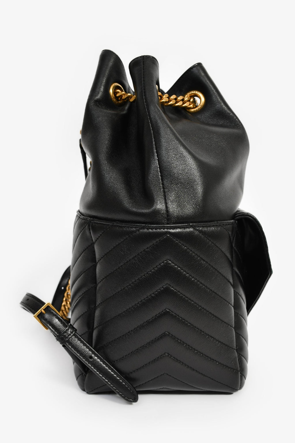 Saint Laurent 2022 Black Chevron Quilted Leather Joe Backpack
