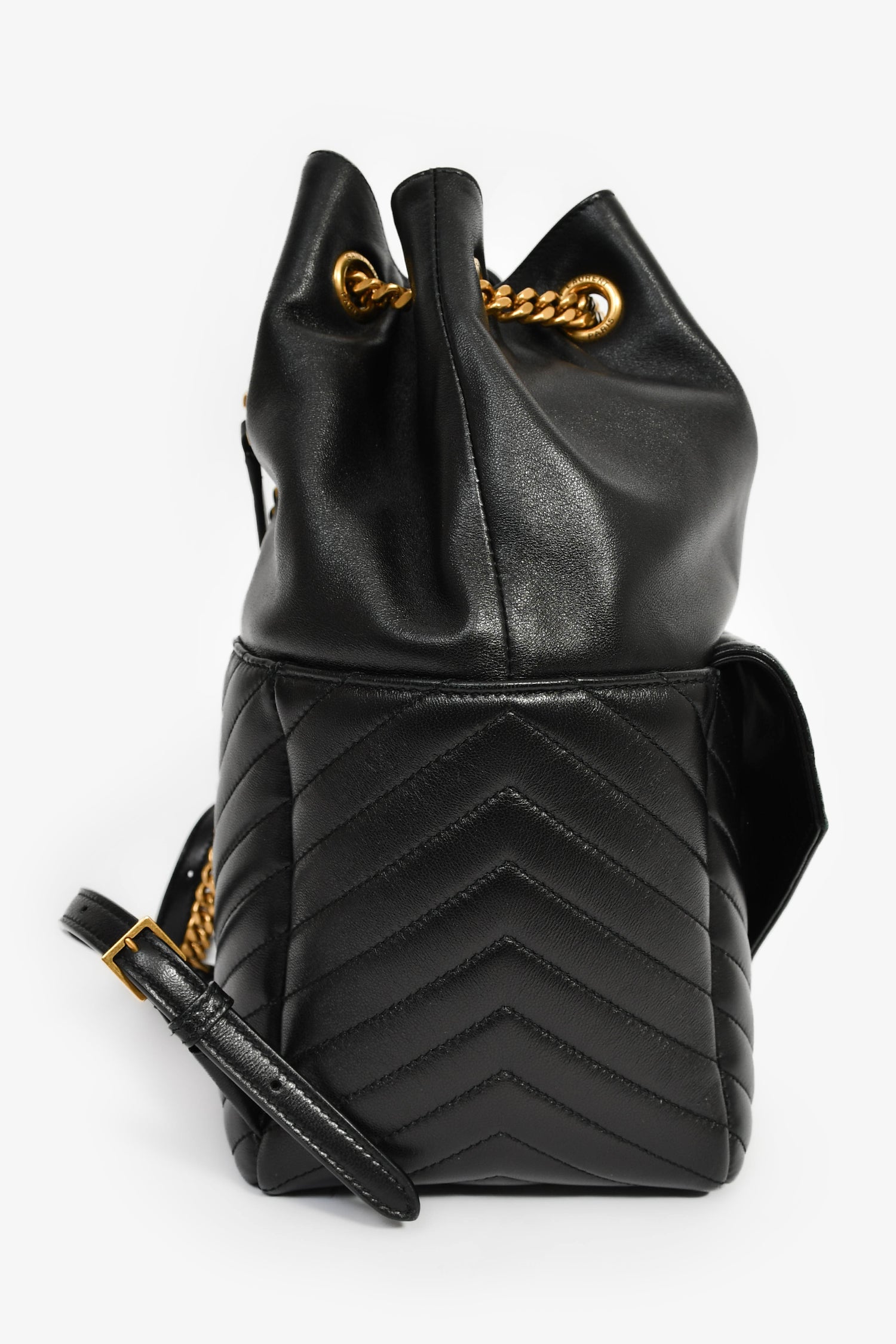 Saint Laurent 2022 Black Chevron Quilted Leather Joe Backpack