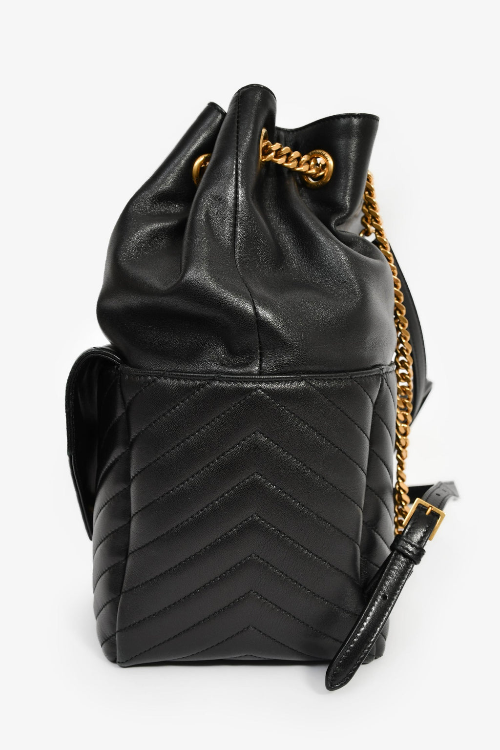 Saint Laurent 2022 Black Chevron Quilted Leather Joe Backpack