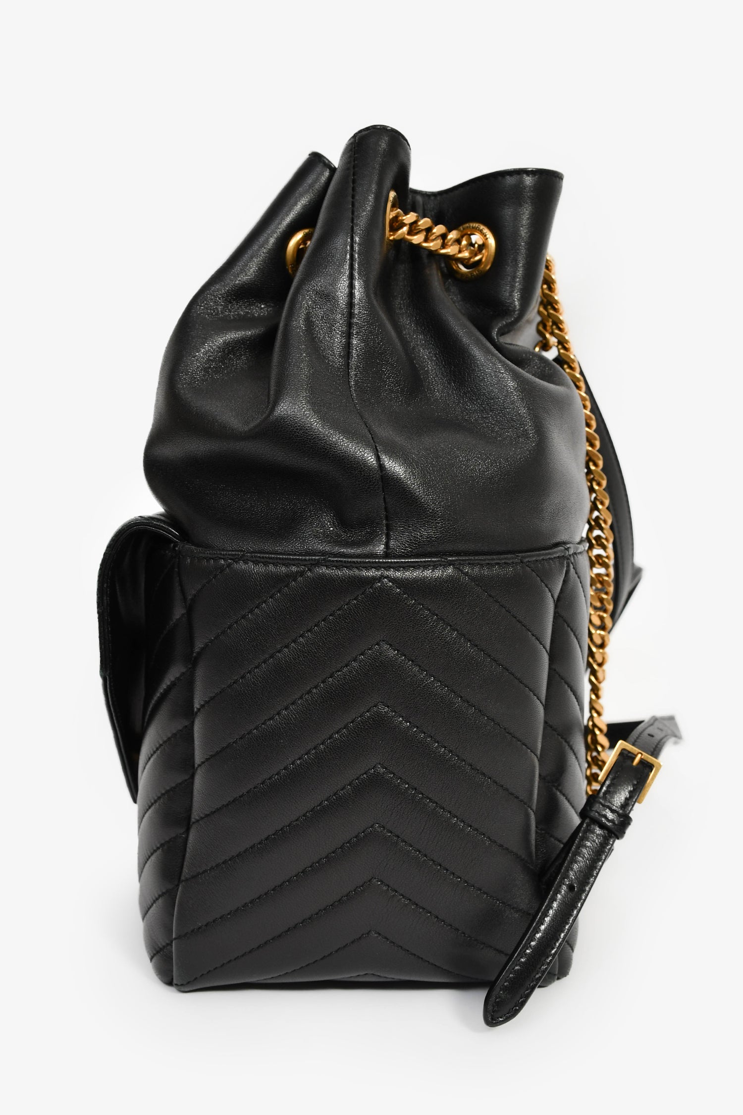 Saint Laurent 2022 Black Chevron Quilted Leather Joe Backpack