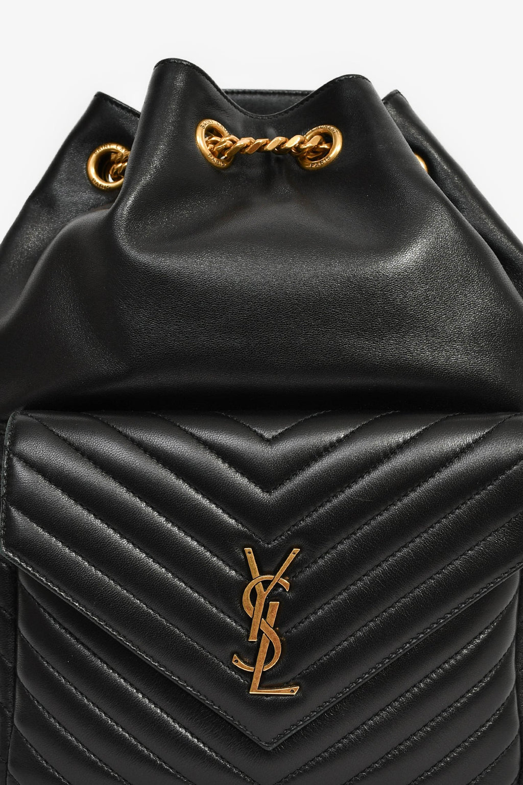 Saint Laurent 2022 Black Chevron Quilted Leather Joe Backpack