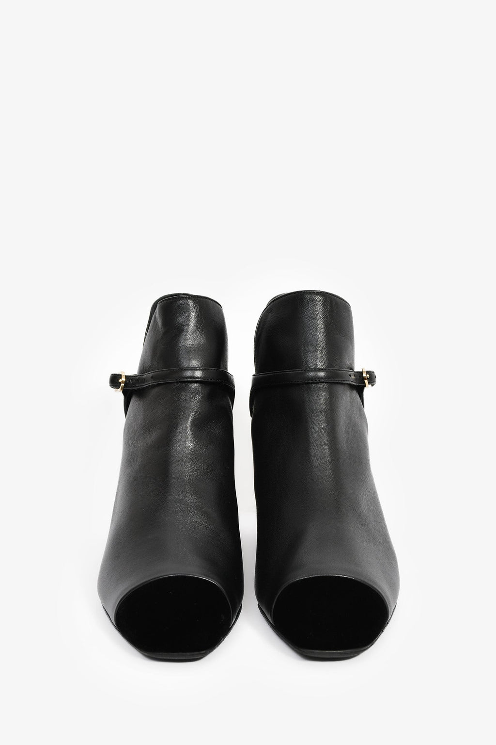 Pre-Loved Chanel™ 2021 Black Leather/Velvet Cap Toe Buckle Ankle Boots Size 37