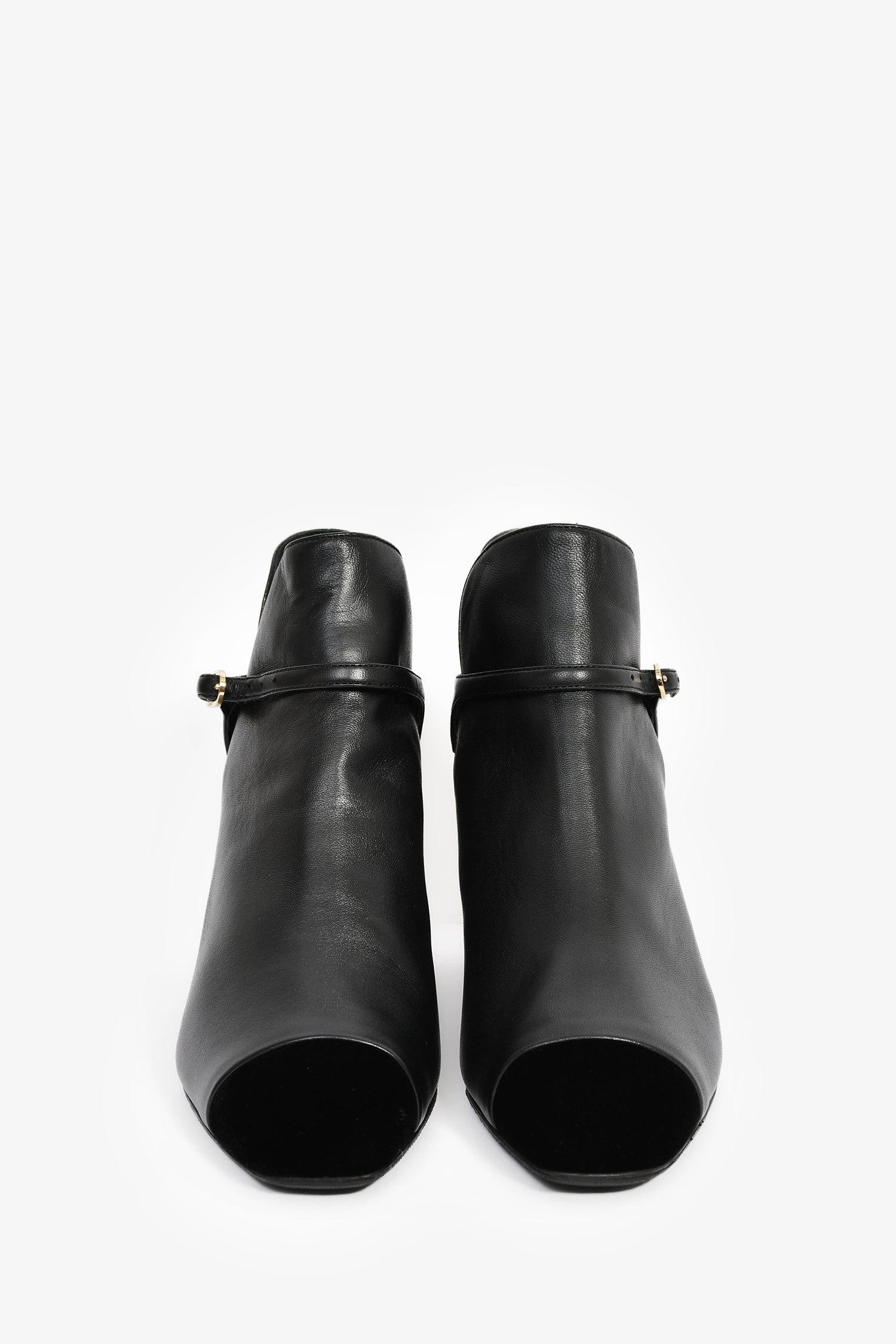 Pre-Loved Chanel™ 2021 Black Leather/Velvet Cap Toe Buckle Ankle Boots Size 37