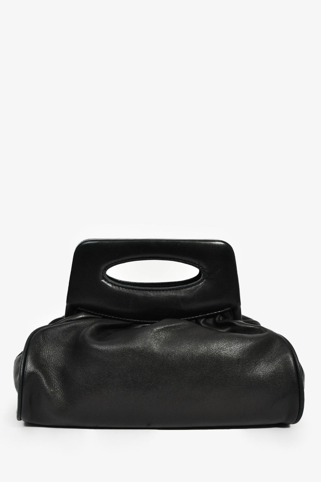 Pre-Loved Chanel™ Vintage Black Leather Camellia Frame Clutch Bag