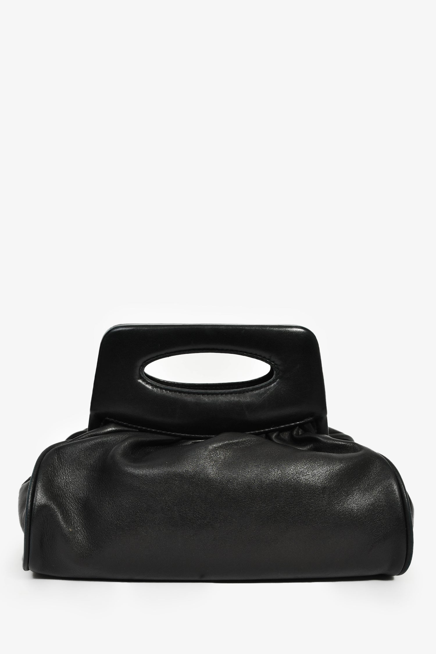Pre-Loved Chanel™ Vintage Black Leather Camellia Frame Clutch Bag