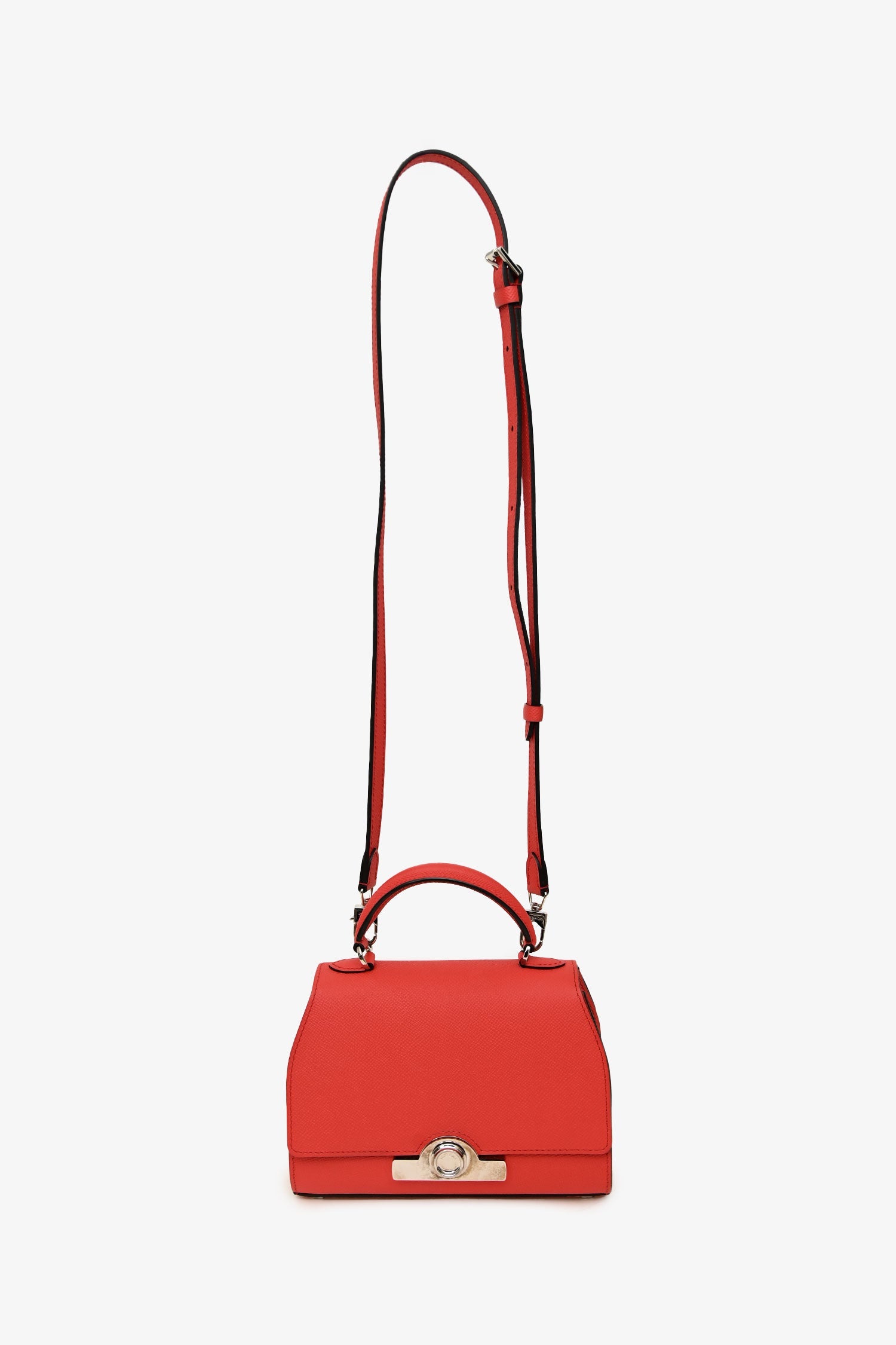 Moynat Red Leather Nano 'Réjane' Top Handle Crossbody