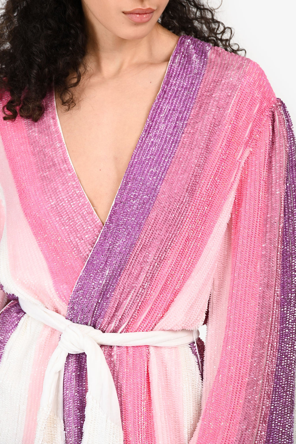 Retrofete Pink/Purple Sequins Wrap Dress Size S