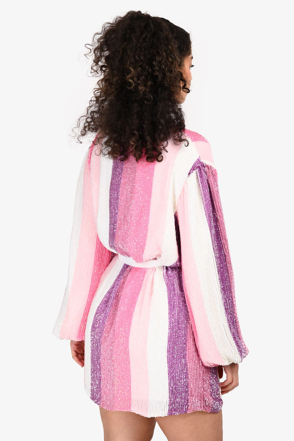 Retrofete Pink/Purple Sequins Wrap Dress Size S