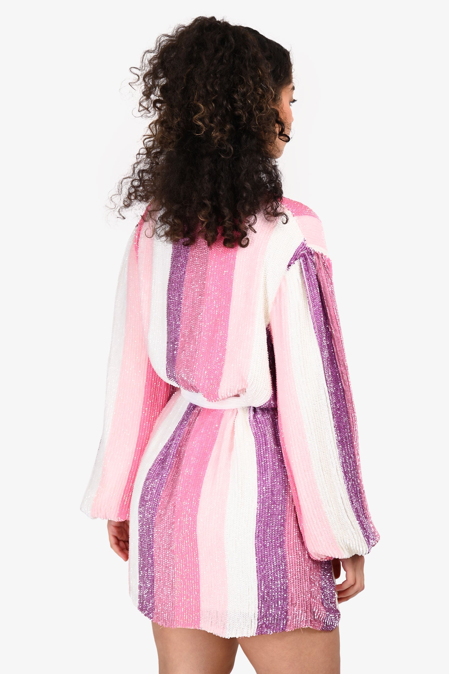 Retrofete Pink/Purple Sequins Wrap Dress Size S